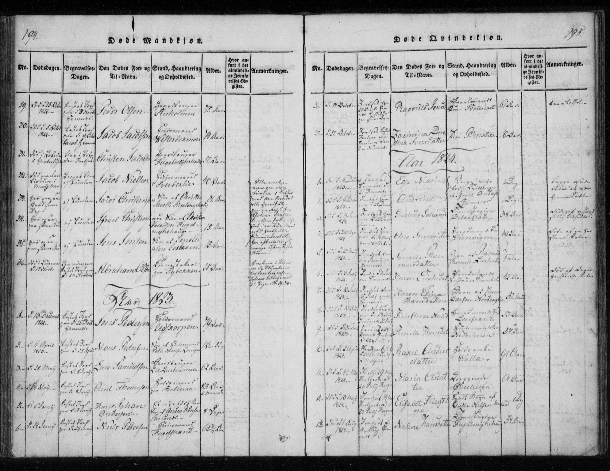 Ministerialprotokoller, klokkerbøker og fødselsregistre - Nordland, AV/SAT-A-1459/825/L0353: Parish register (official) no. 825A07, 1820-1826, p. 194-195