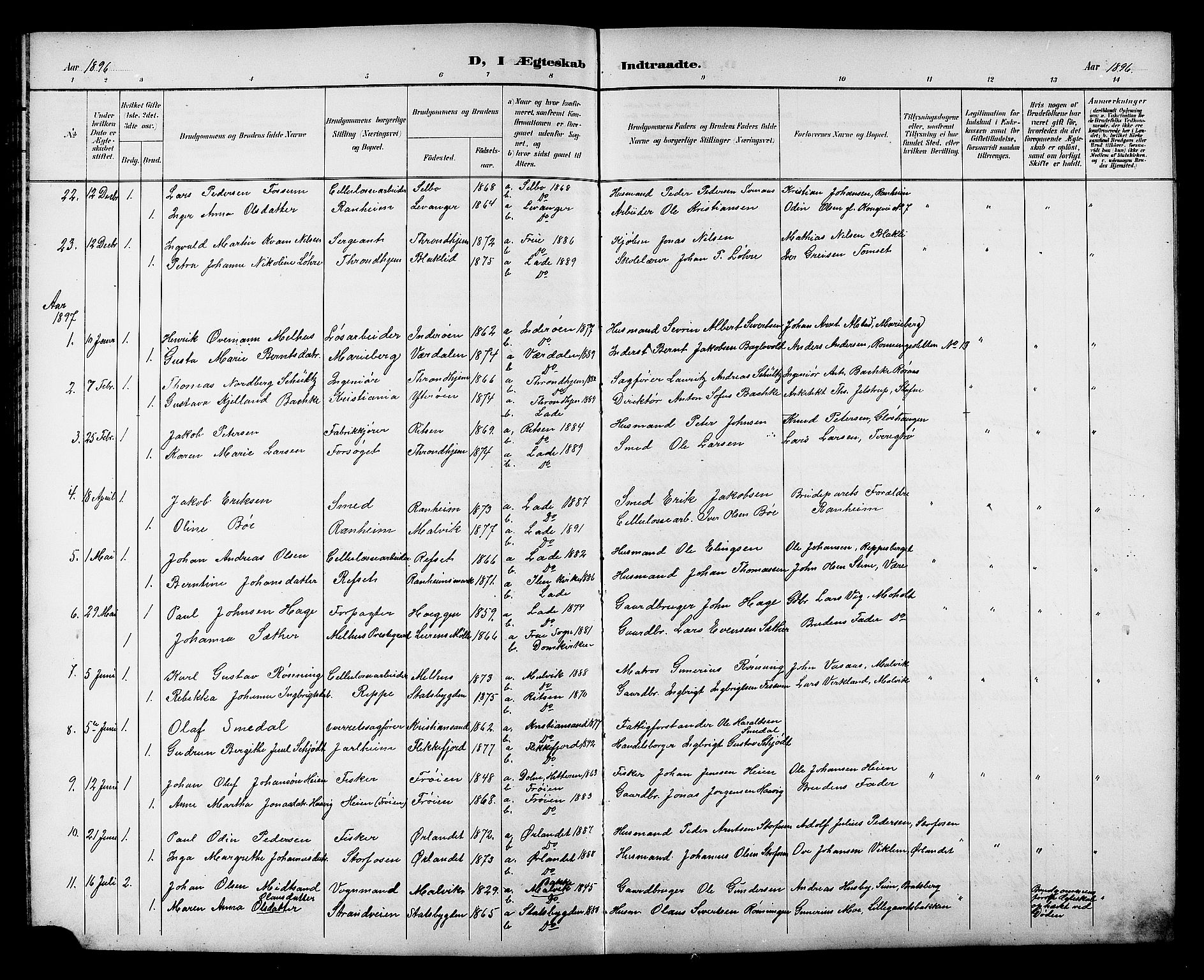 Ministerialprotokoller, klokkerbøker og fødselsregistre - Sør-Trøndelag, AV/SAT-A-1456/606/L0313: Parish register (copy) no. 606C09, 1895-1910