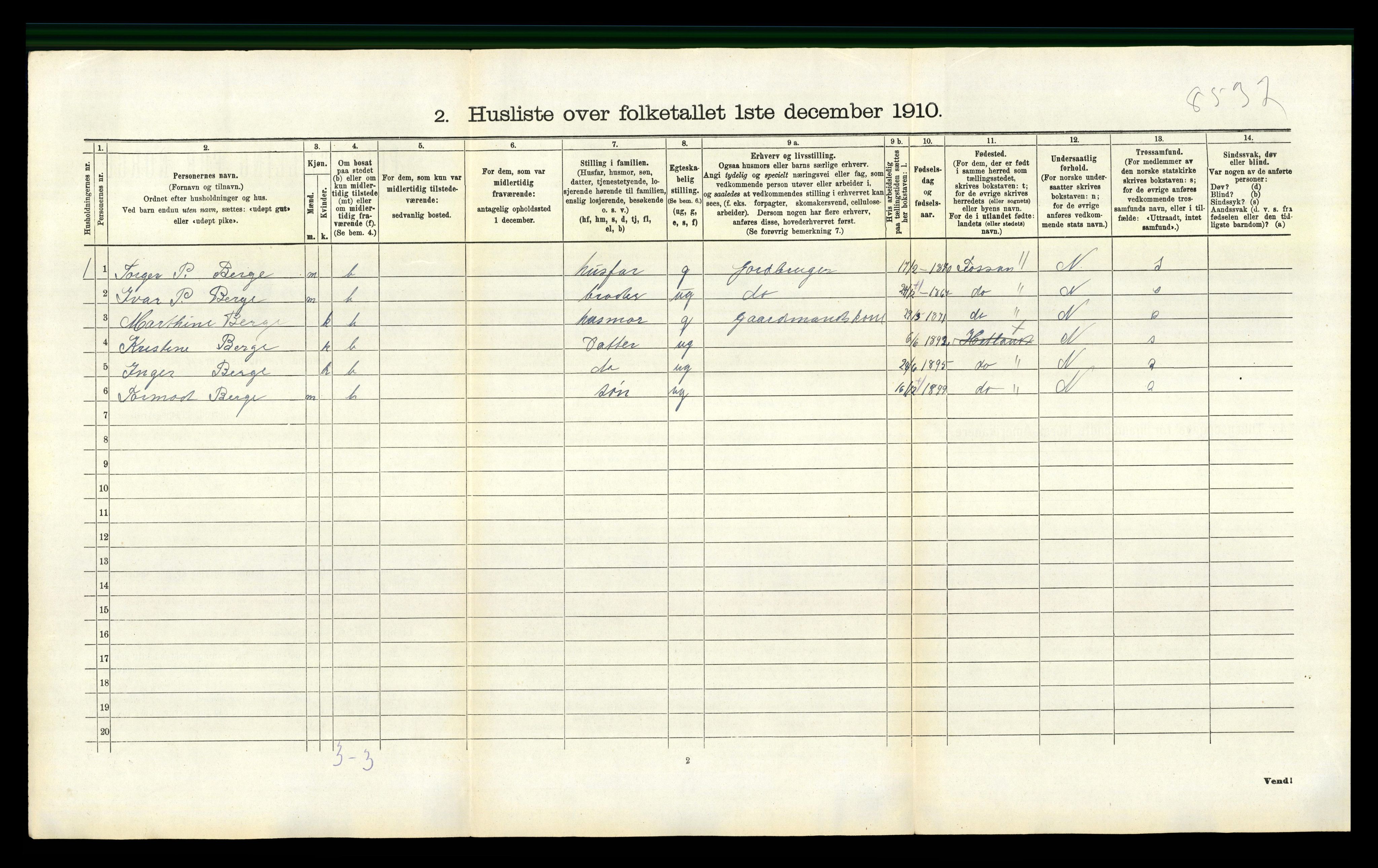 RA, 1910 census for Hetland, 1910, p. 1178