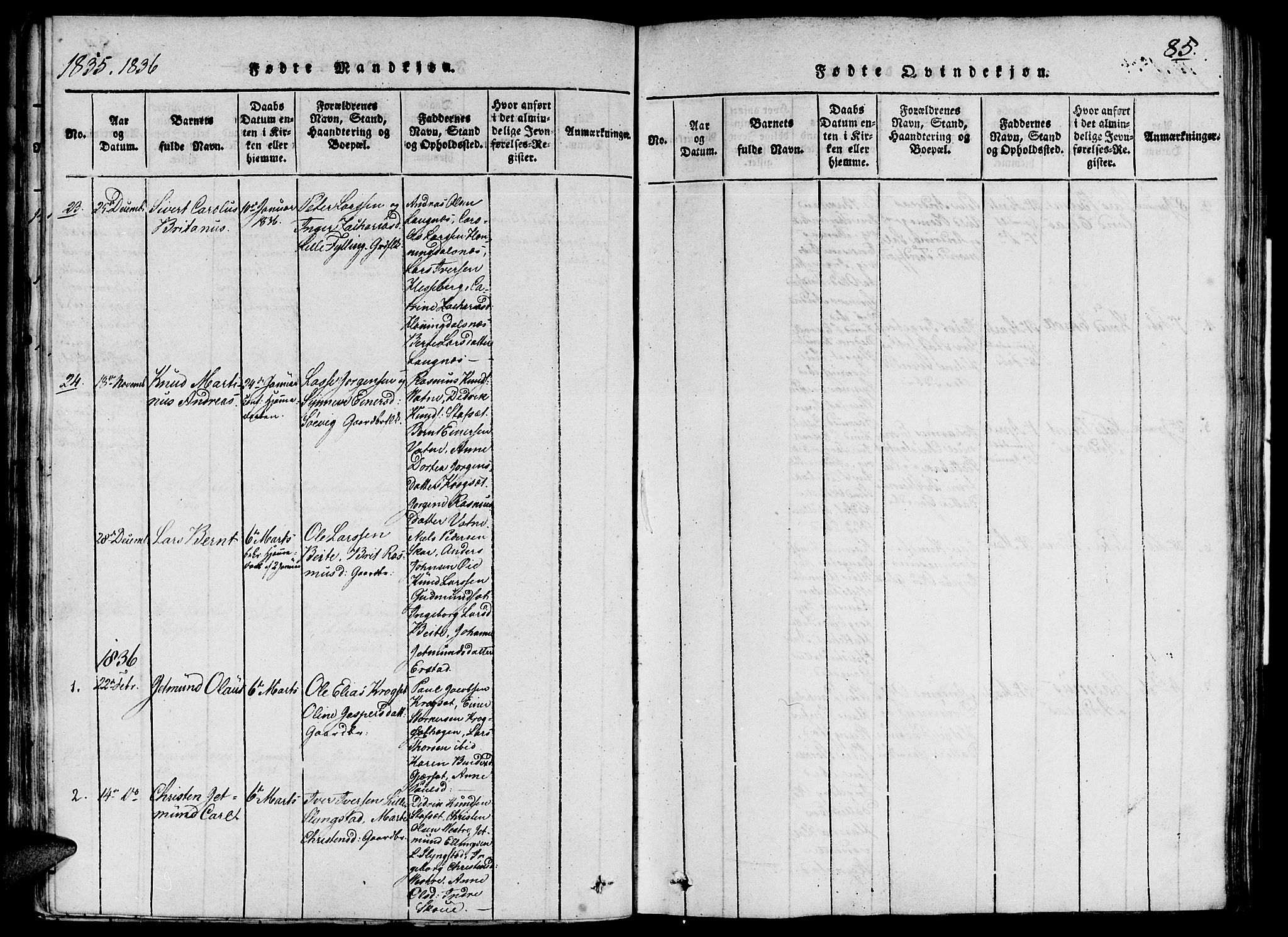 Ministerialprotokoller, klokkerbøker og fødselsregistre - Møre og Romsdal, AV/SAT-A-1454/524/L0351: Parish register (official) no. 524A03, 1816-1838, p. 85