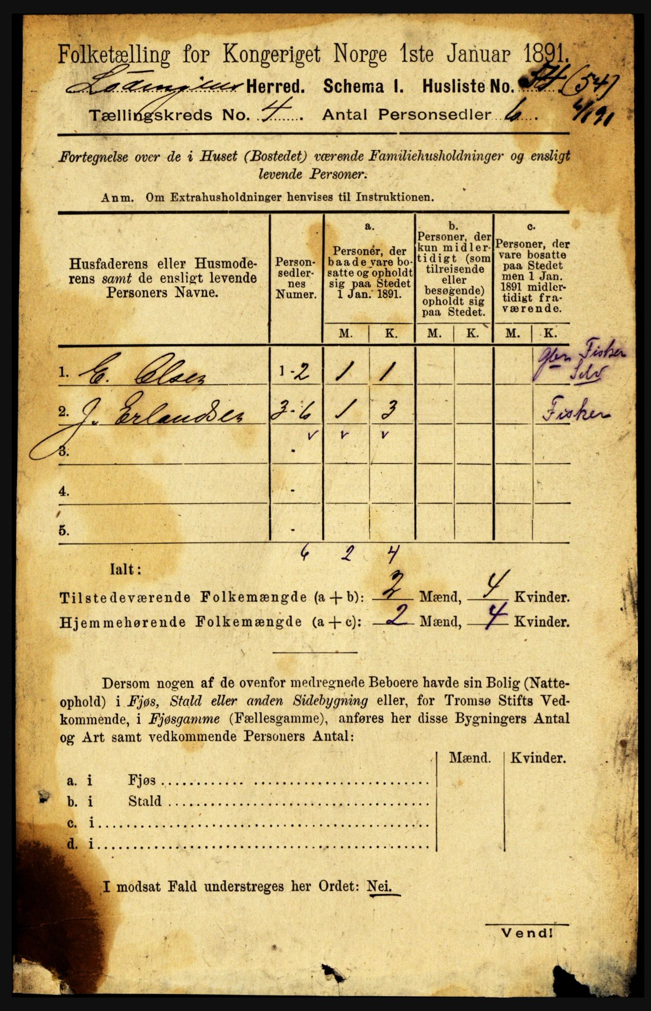 RA, 1891 census for 1851 Lødingen, 1891, p. 1929