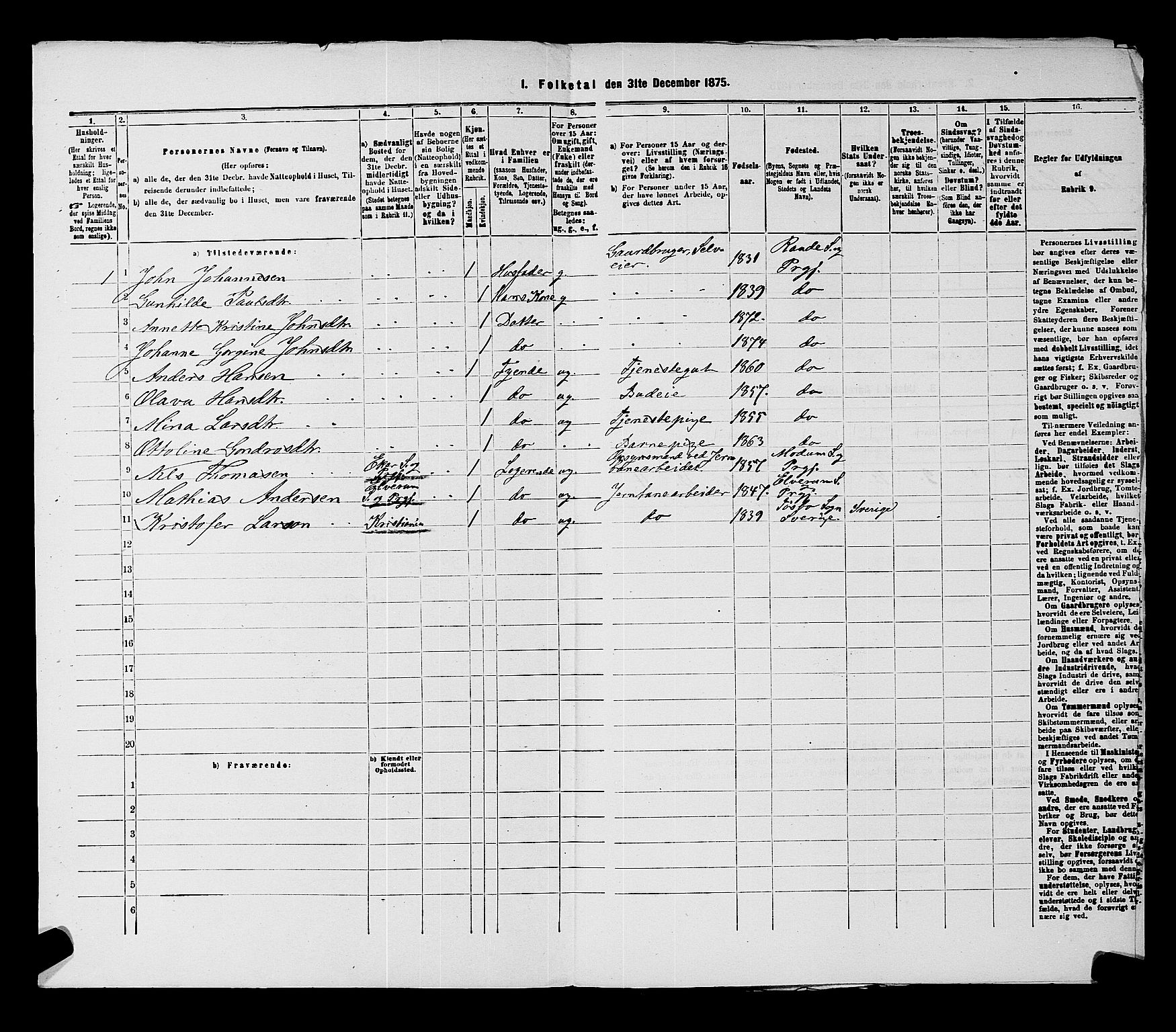 RA, 1875 census for 0135P Råde, 1875, p. 329