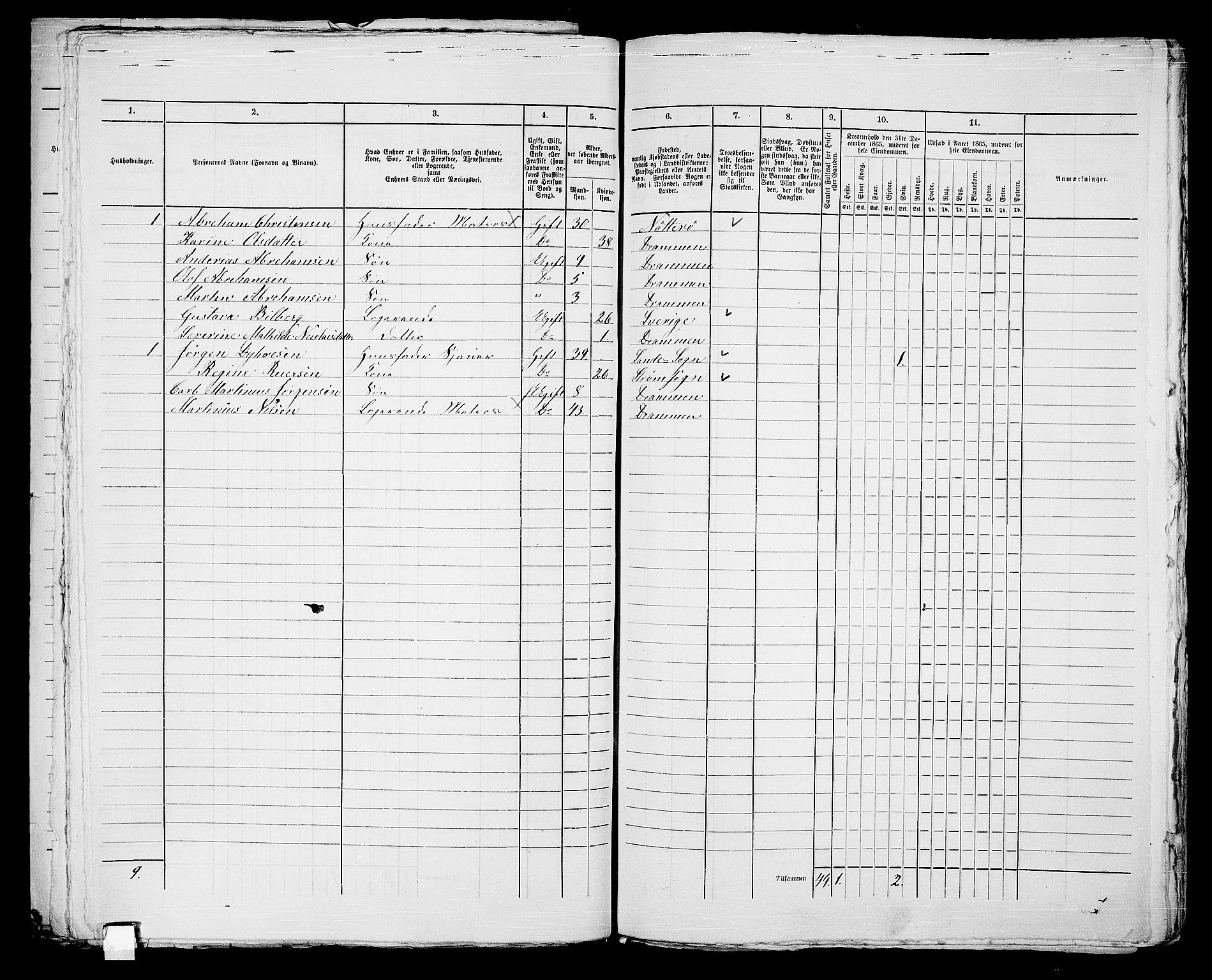 RA, 1865 census for Strømsø in Drammen, 1865, p. 866