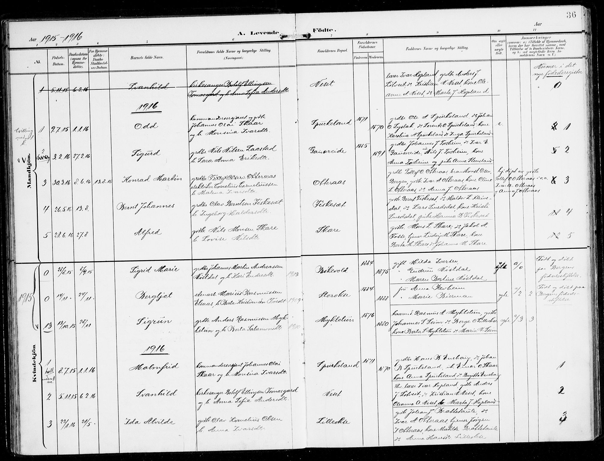 Alversund Sokneprestembete, SAB/A-73901/H/Ha/Haa/Haad/L0004: Parish register (official) no. D 4, 1898-1926, p. 36
