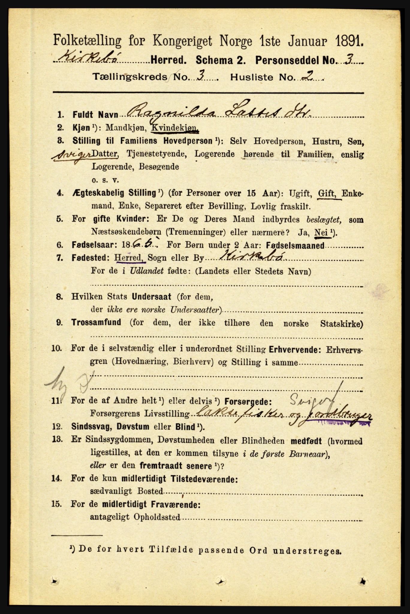 RA, 1891 census for 1416 Kyrkjebø, 1891, p. 545