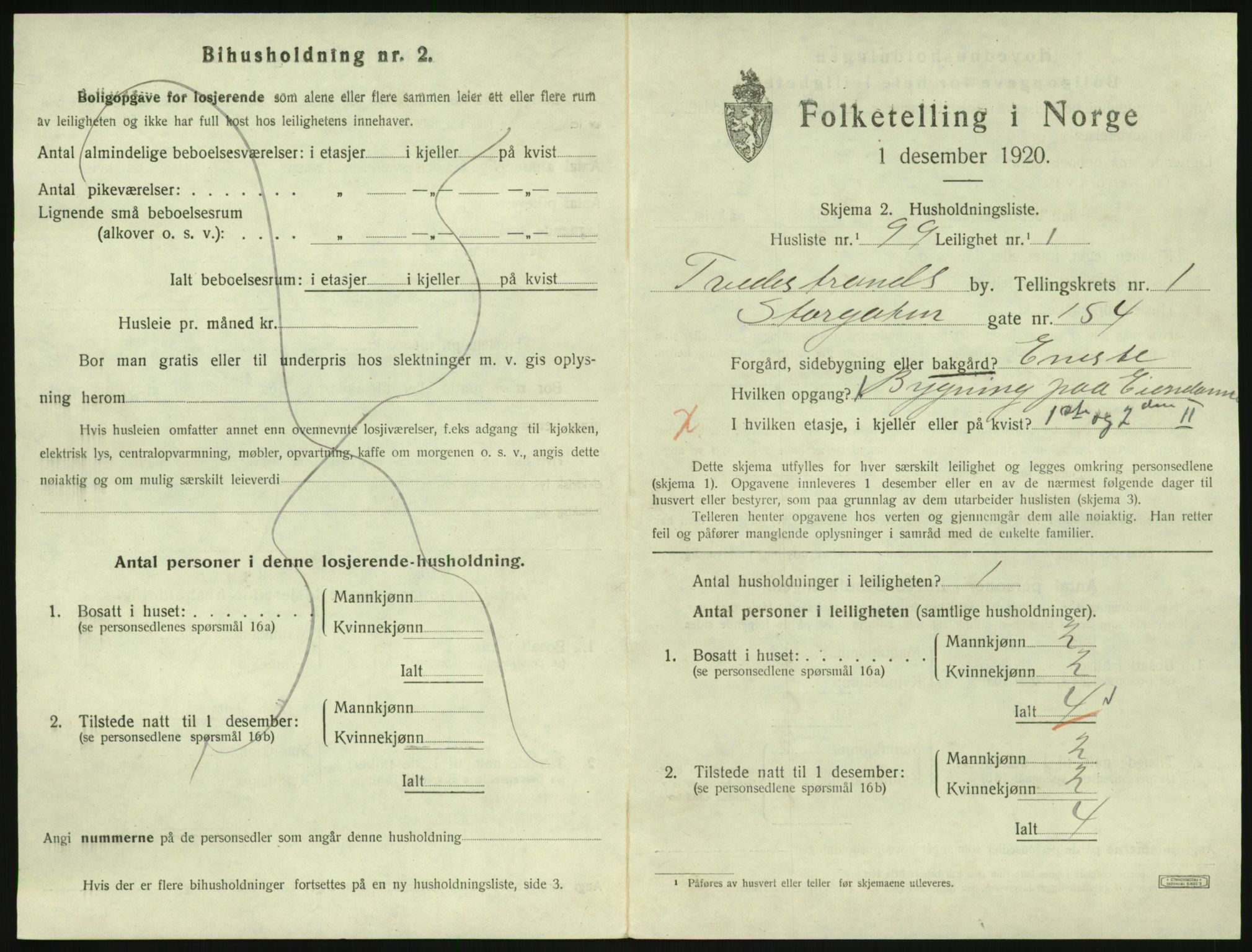 SAK, 1920 census for Tvedestrand, 1920, p. 887