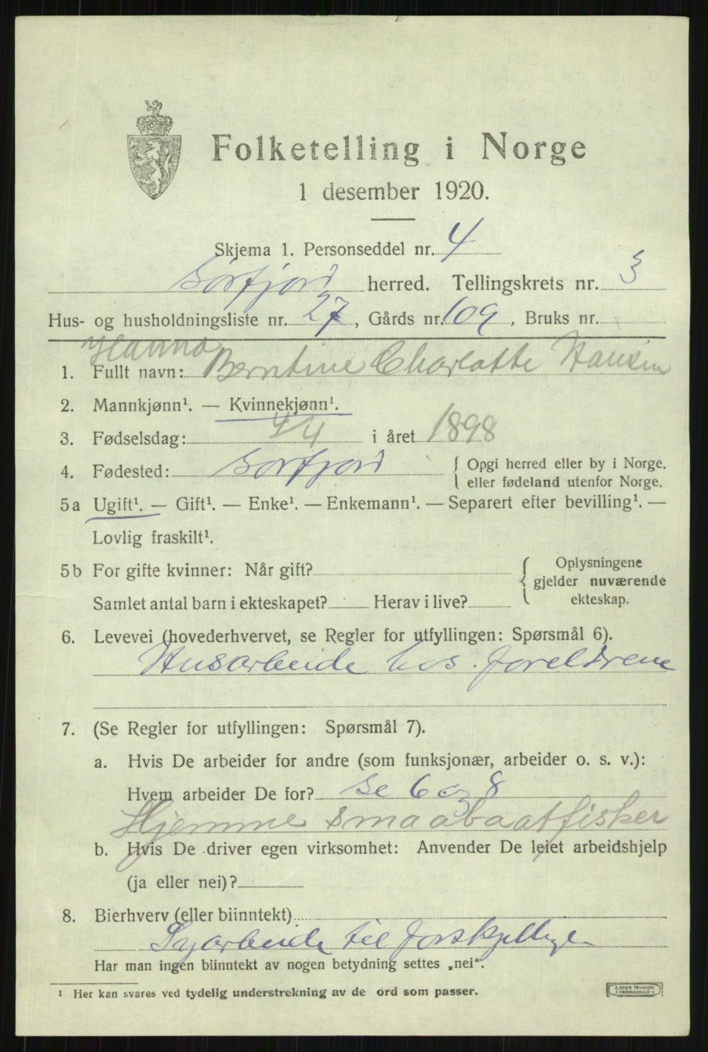 SATØ, 1920 census for Sørfjord, 1920, p. 1344