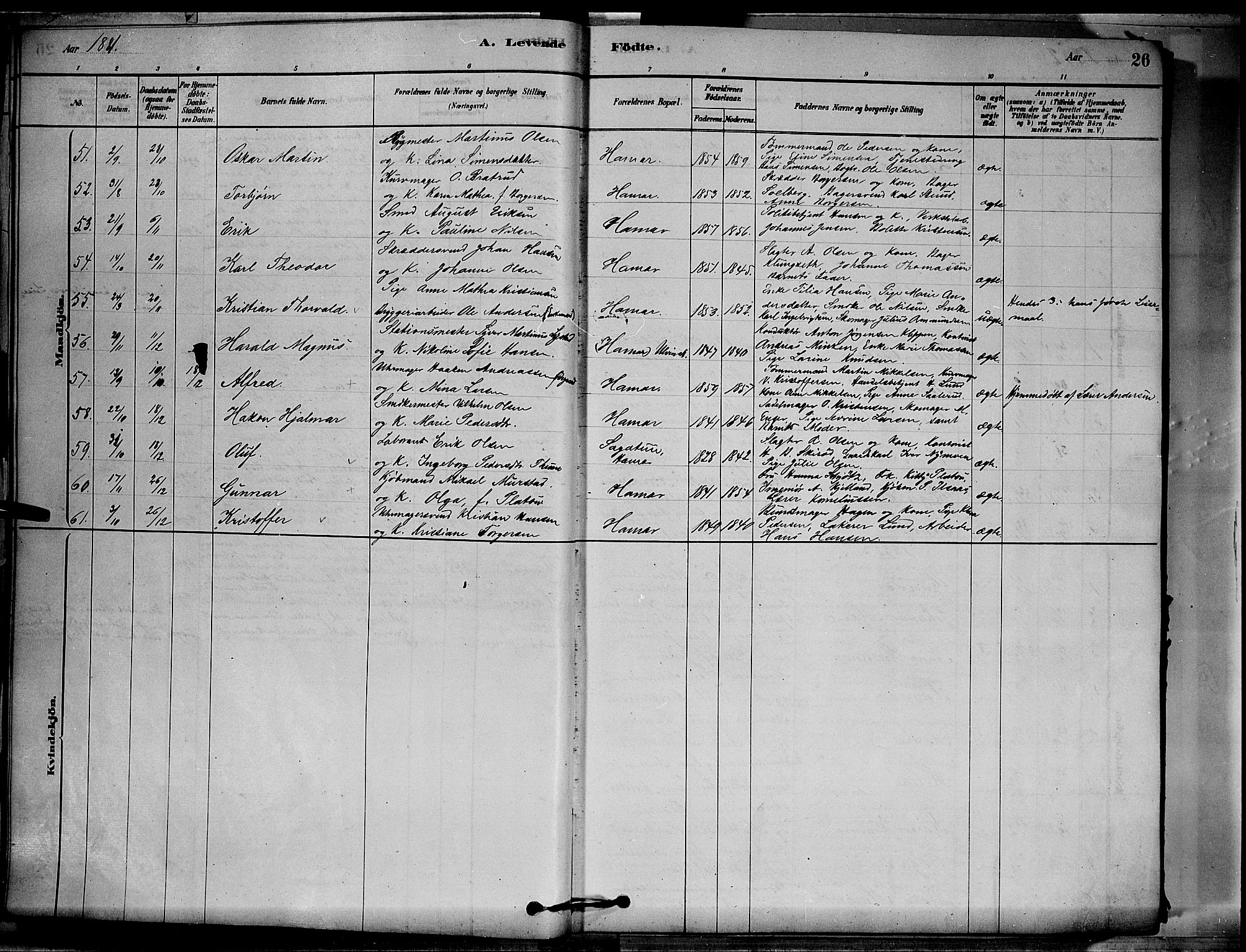 Vang prestekontor, Hedmark, SAH/PREST-008/H/Ha/Hab/L0012: Parish register (copy) no. 12, 1878-1889, p. 26