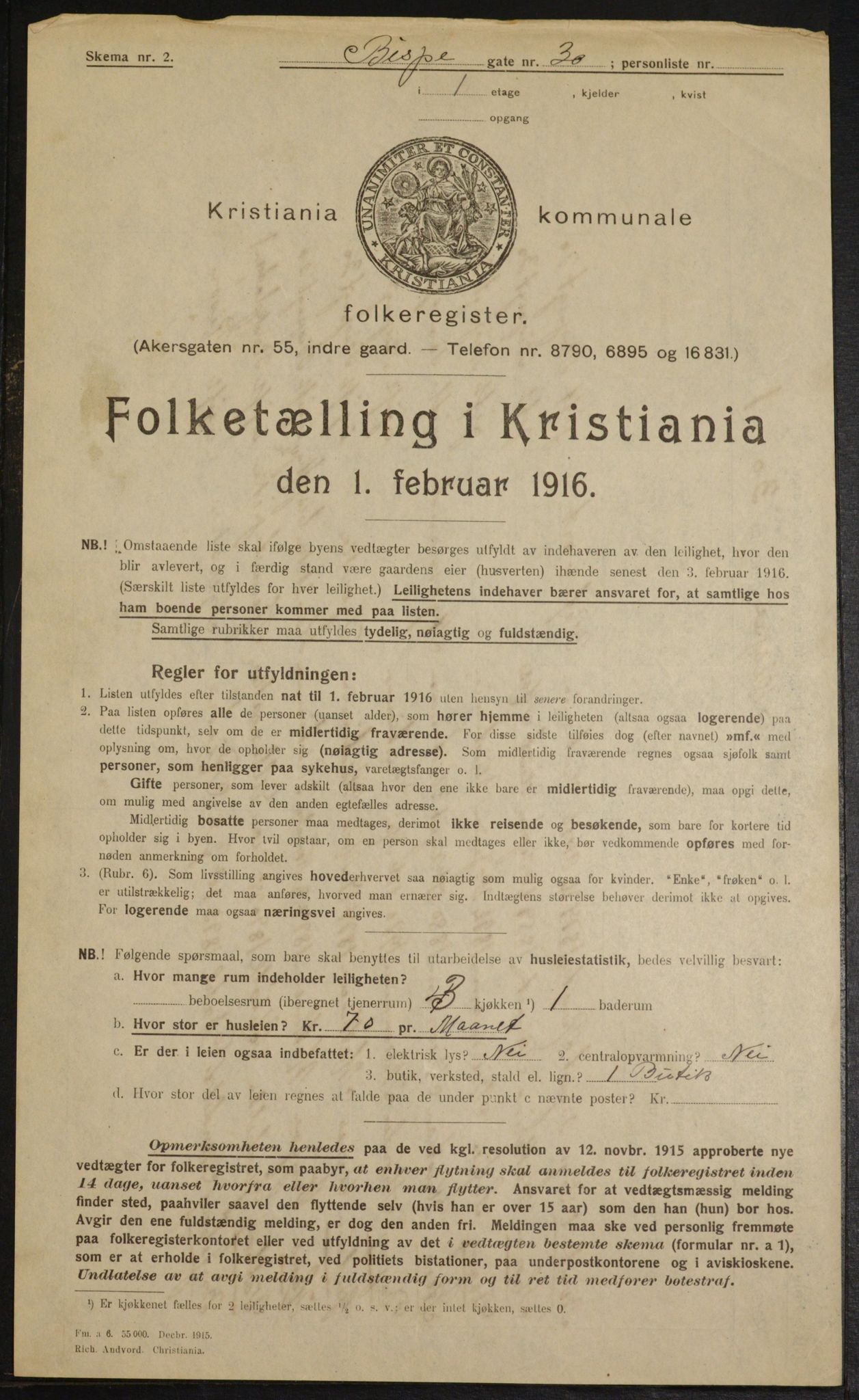 OBA, Municipal Census 1916 for Kristiania, 1916, p. 5499