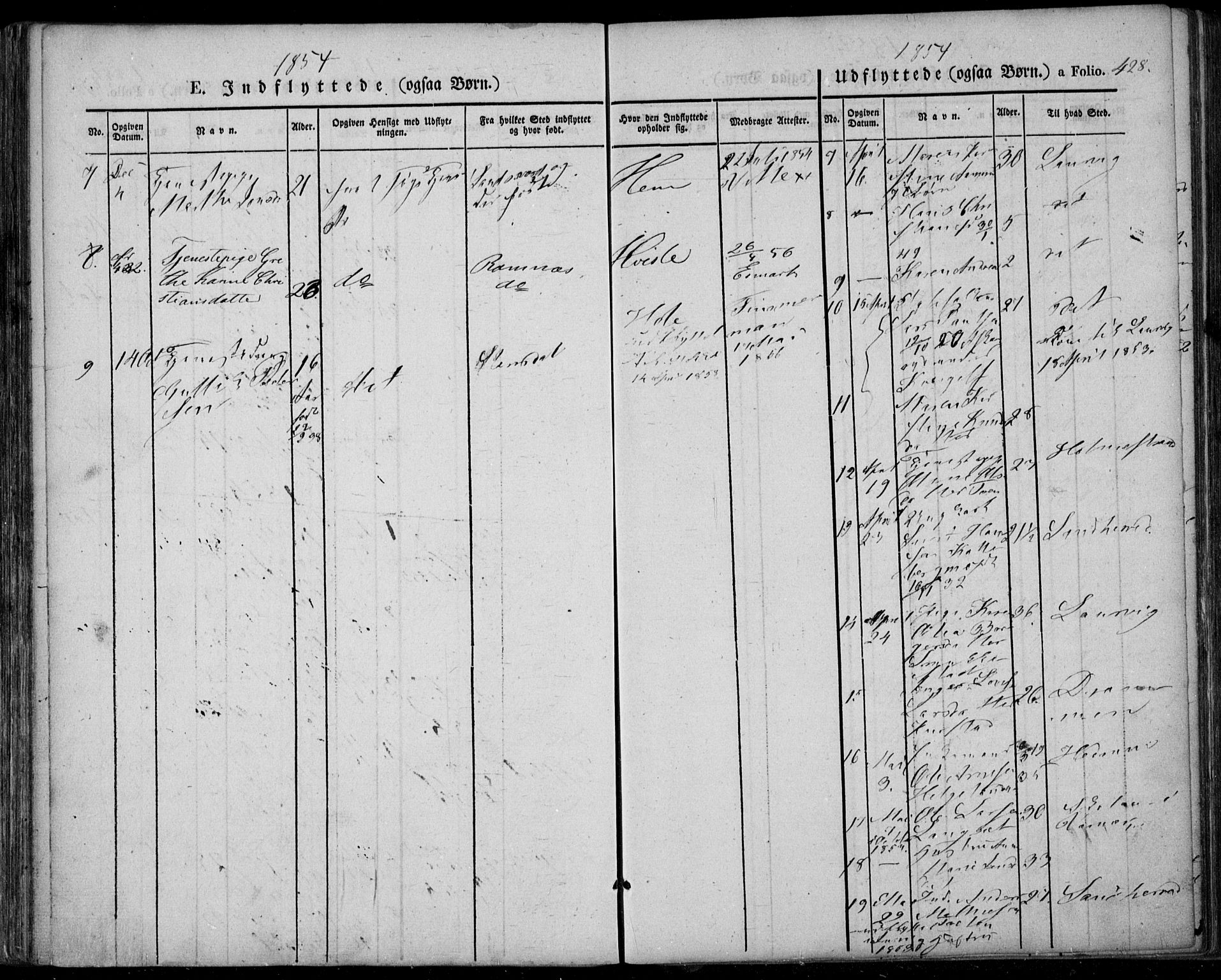 Lardal kirkebøker, AV/SAKO-A-350/F/Fa/L0006: Parish register (official) no. I 6, 1835-1860, p. 428