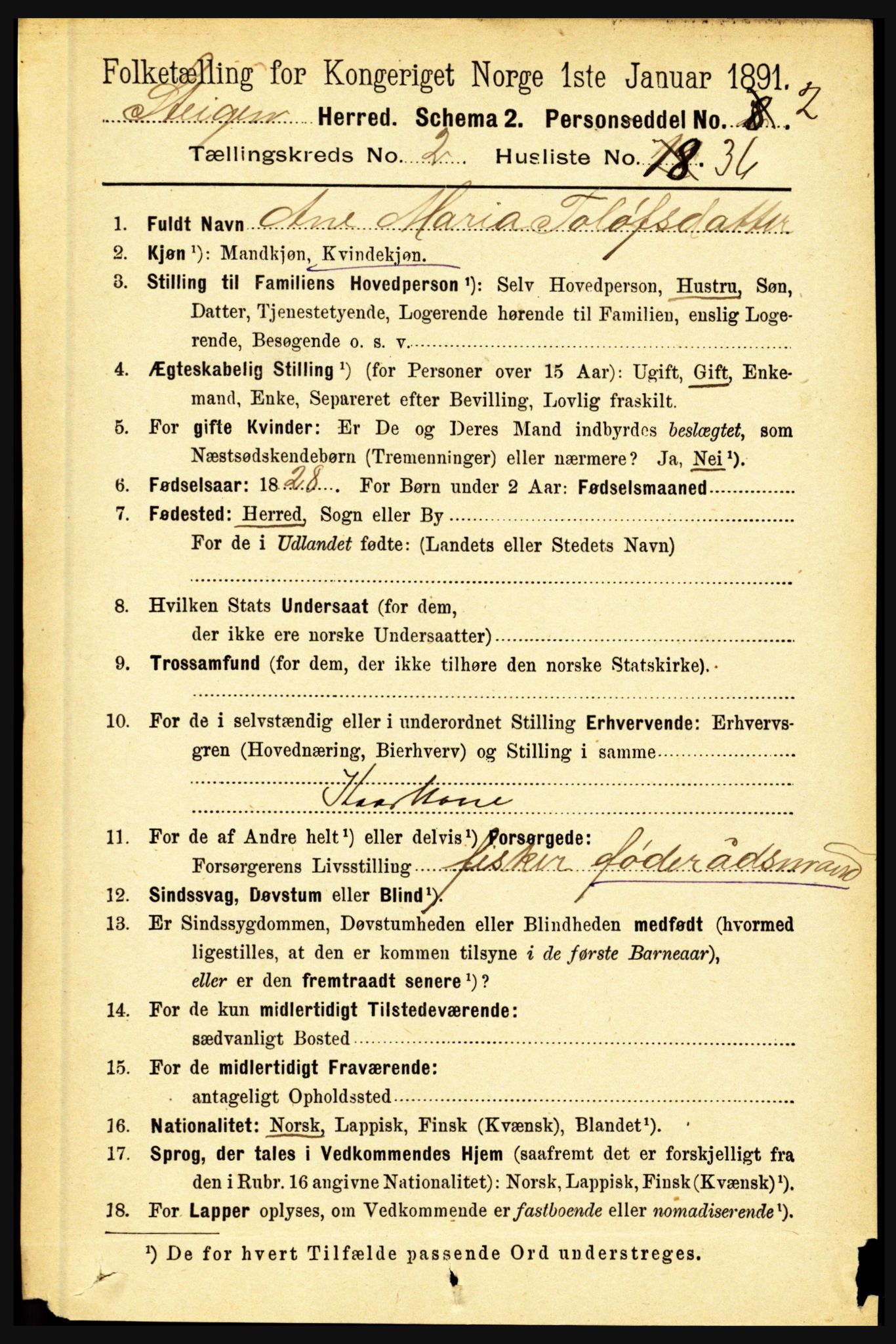 RA, 1891 census for 1848 Steigen, 1891, p. 859