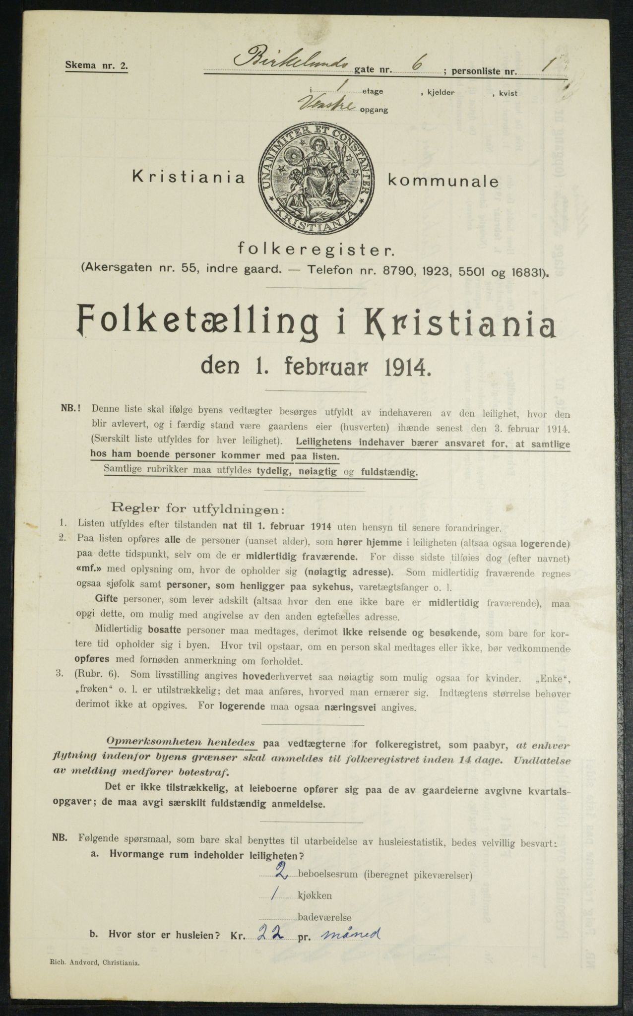 OBA, Municipal Census 1914 for Kristiania, 1914, p. 5171