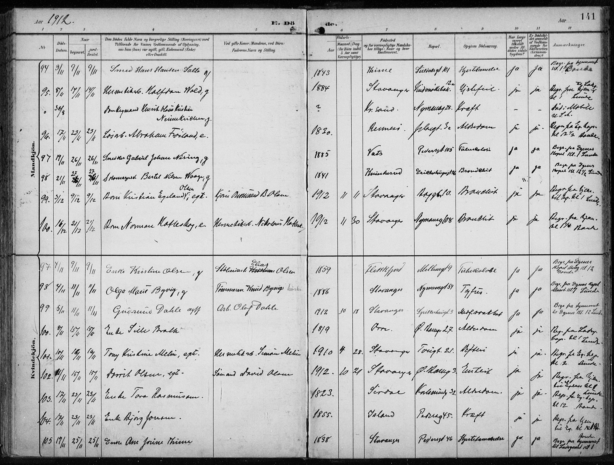 St. Johannes sokneprestkontor, AV/SAST-A-101814/001/30/30BA/L0005: Parish register (official) no. A 5, 1898-1919, p. 141