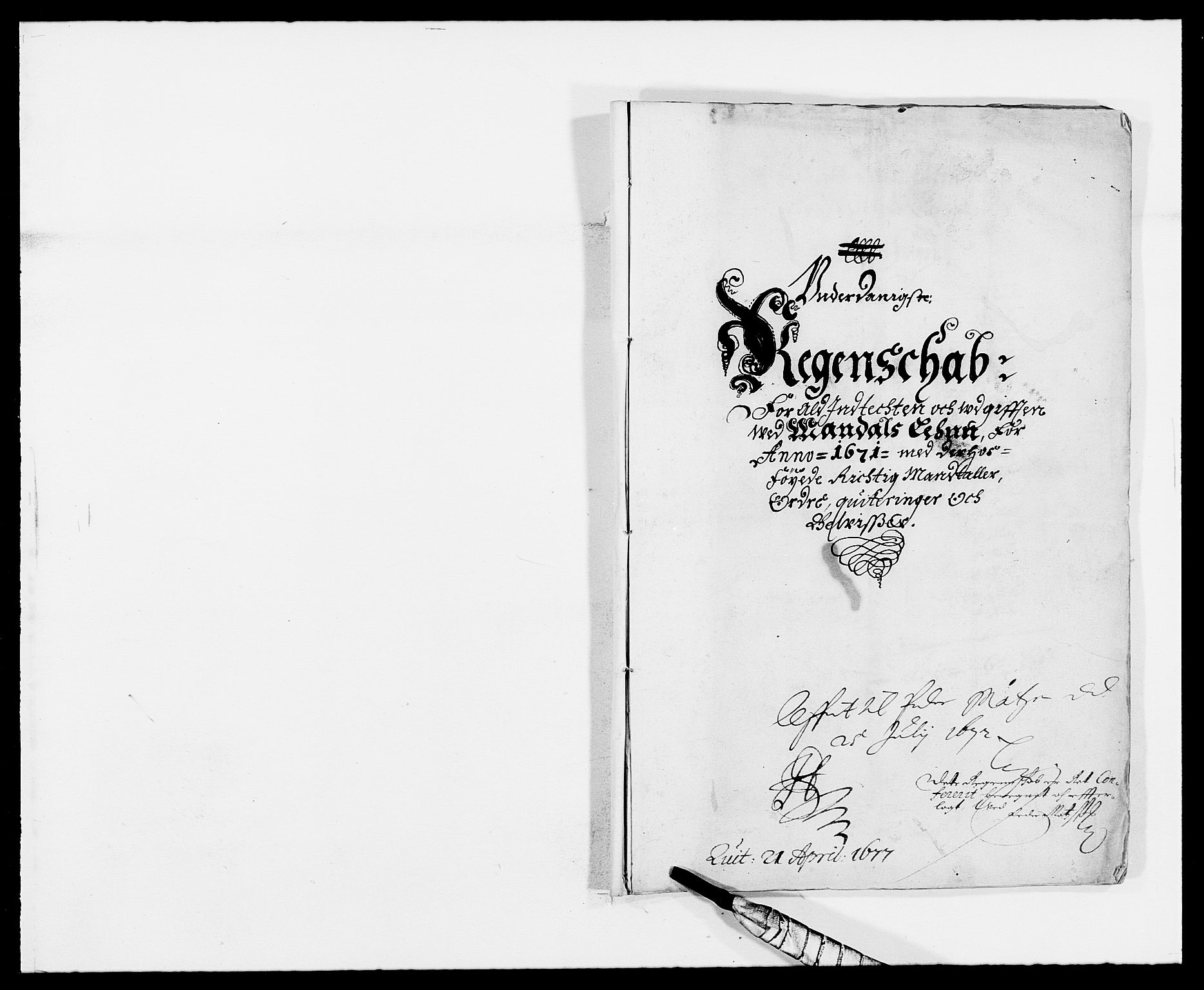Rentekammeret inntil 1814, Reviderte regnskaper, Fogderegnskap, AV/RA-EA-4092/R42/L2539: Mandal fogderi, 1671-1675, p. 1