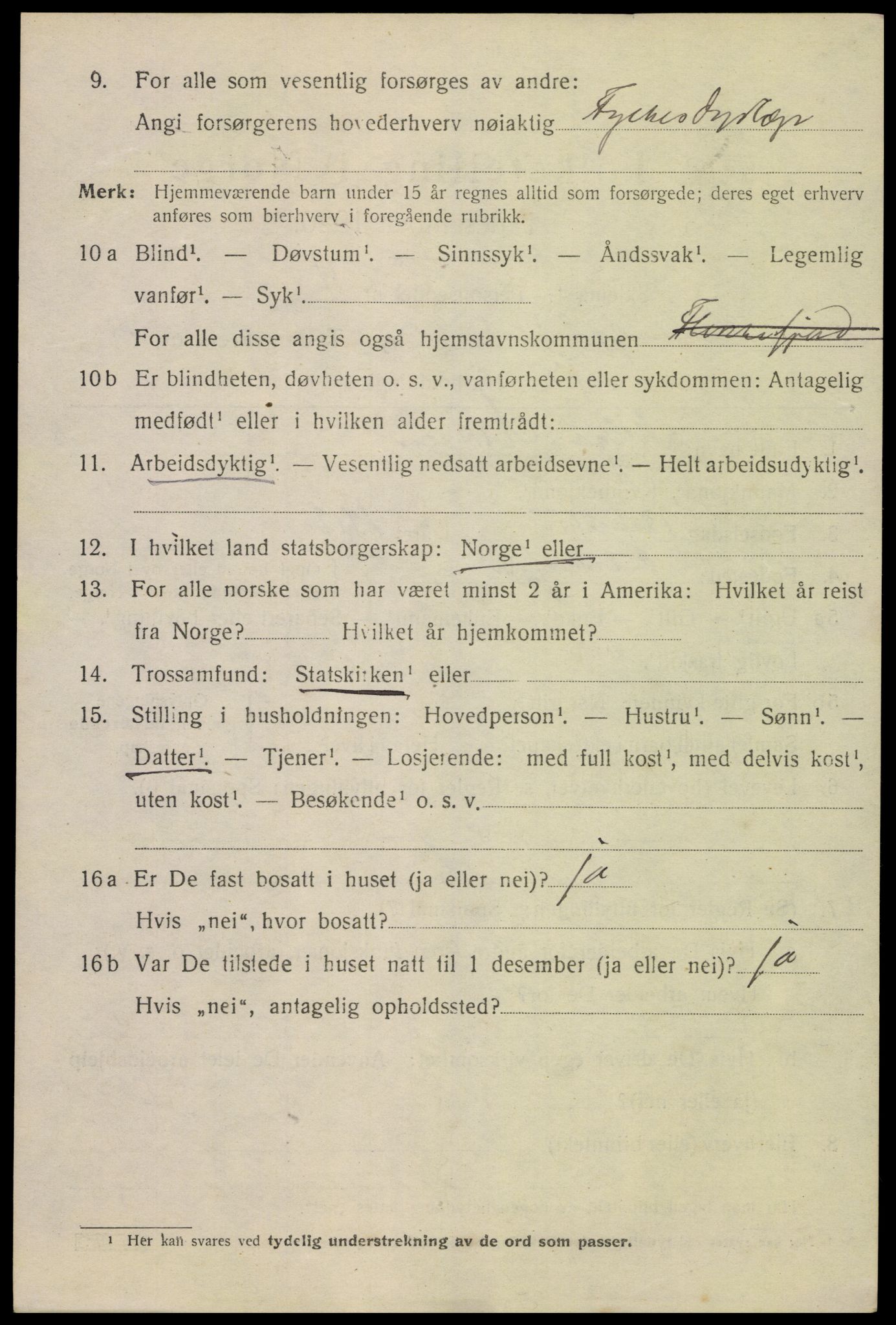 SAK, 1920 census for Flekkefjord, 1920, p. 3389
