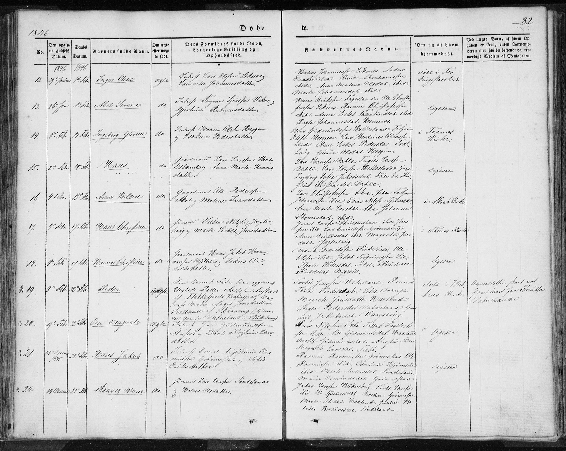 Skudenes sokneprestkontor, SAST/A -101849/H/Ha/Haa/L0002: Parish register (official) no. A 2.1, 1841-1846, p. 82