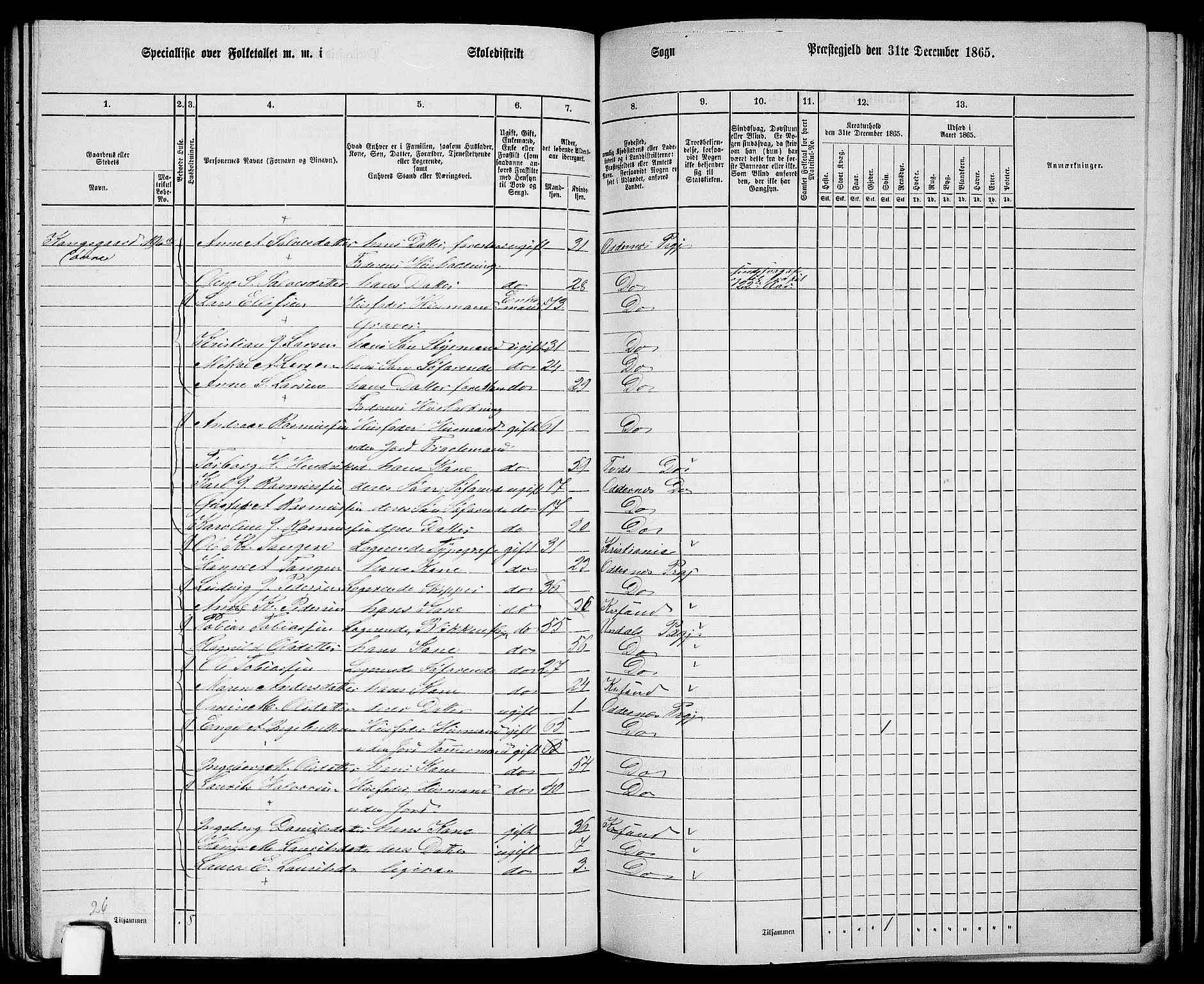 RA, 1865 census for Oddernes, 1865, p. 106