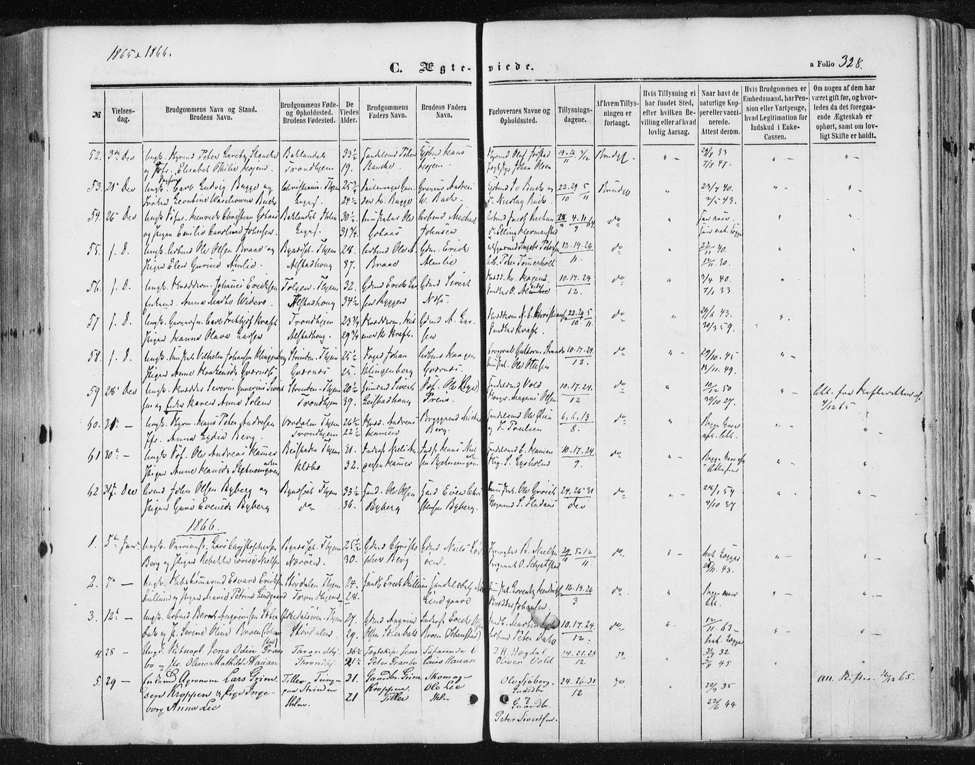 Ministerialprotokoller, klokkerbøker og fødselsregistre - Sør-Trøndelag, AV/SAT-A-1456/602/L0115: Parish register (official) no. 602A13, 1860-1872, p. 328