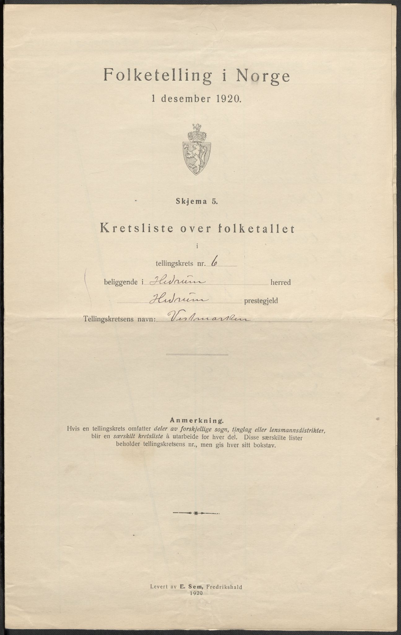 SAKO, 1920 census for Hedrum, 1920, p. 20