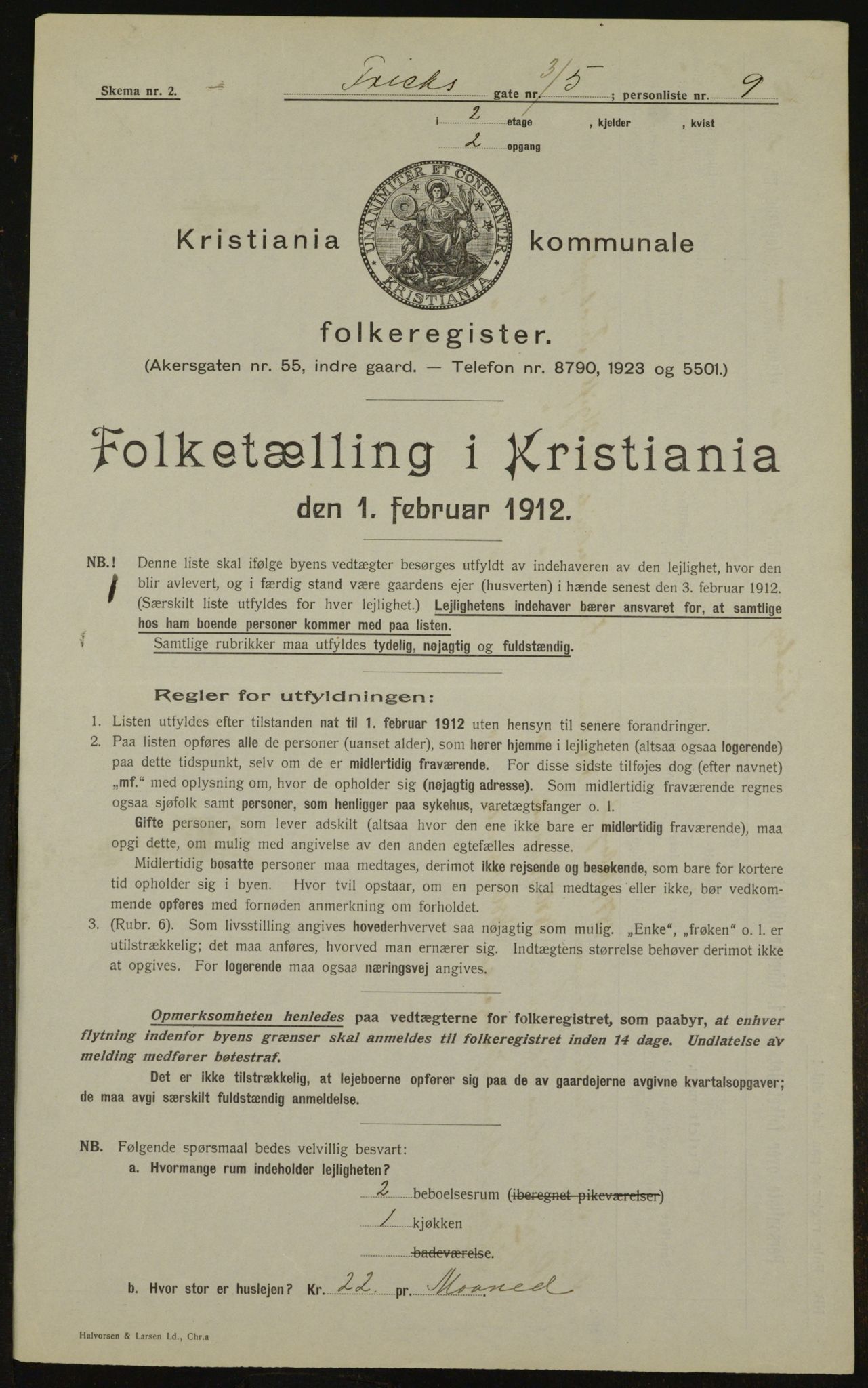 OBA, Municipal Census 1912 for Kristiania, 1912, p. 26694