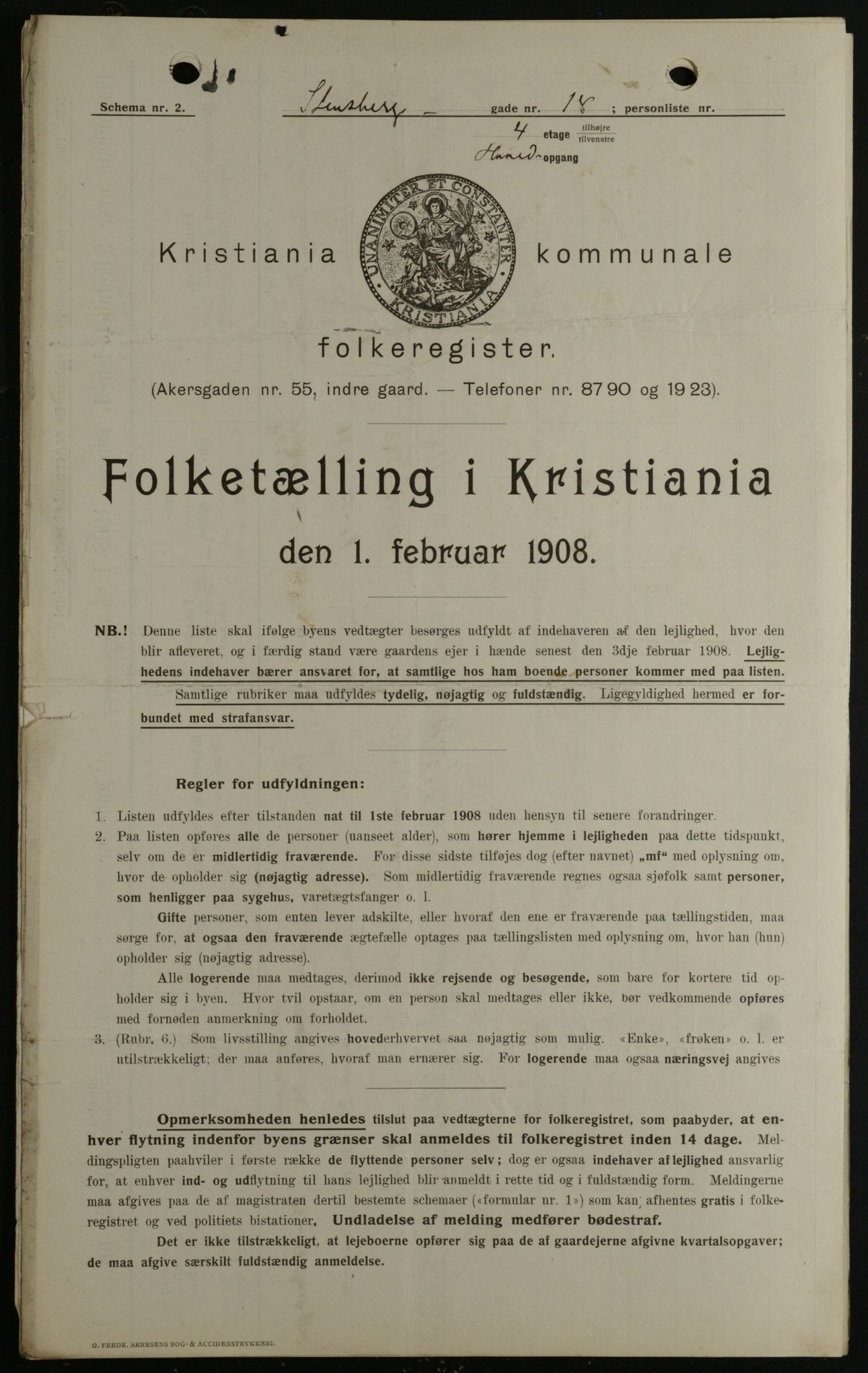 OBA, Municipal Census 1908 for Kristiania, 1908, p. 91259