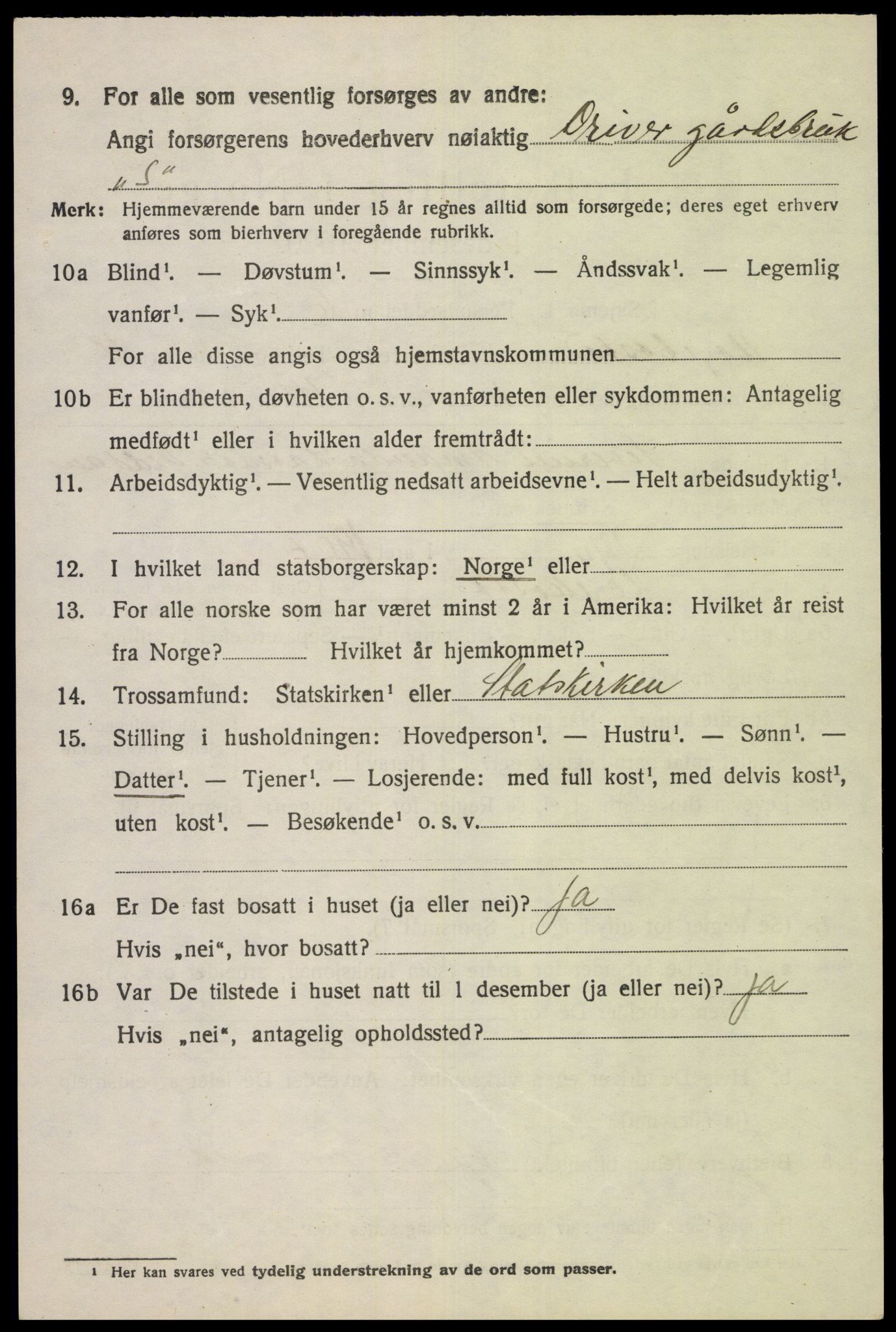 SAK, 1920 census for Hægebostad, 1920, p. 1566