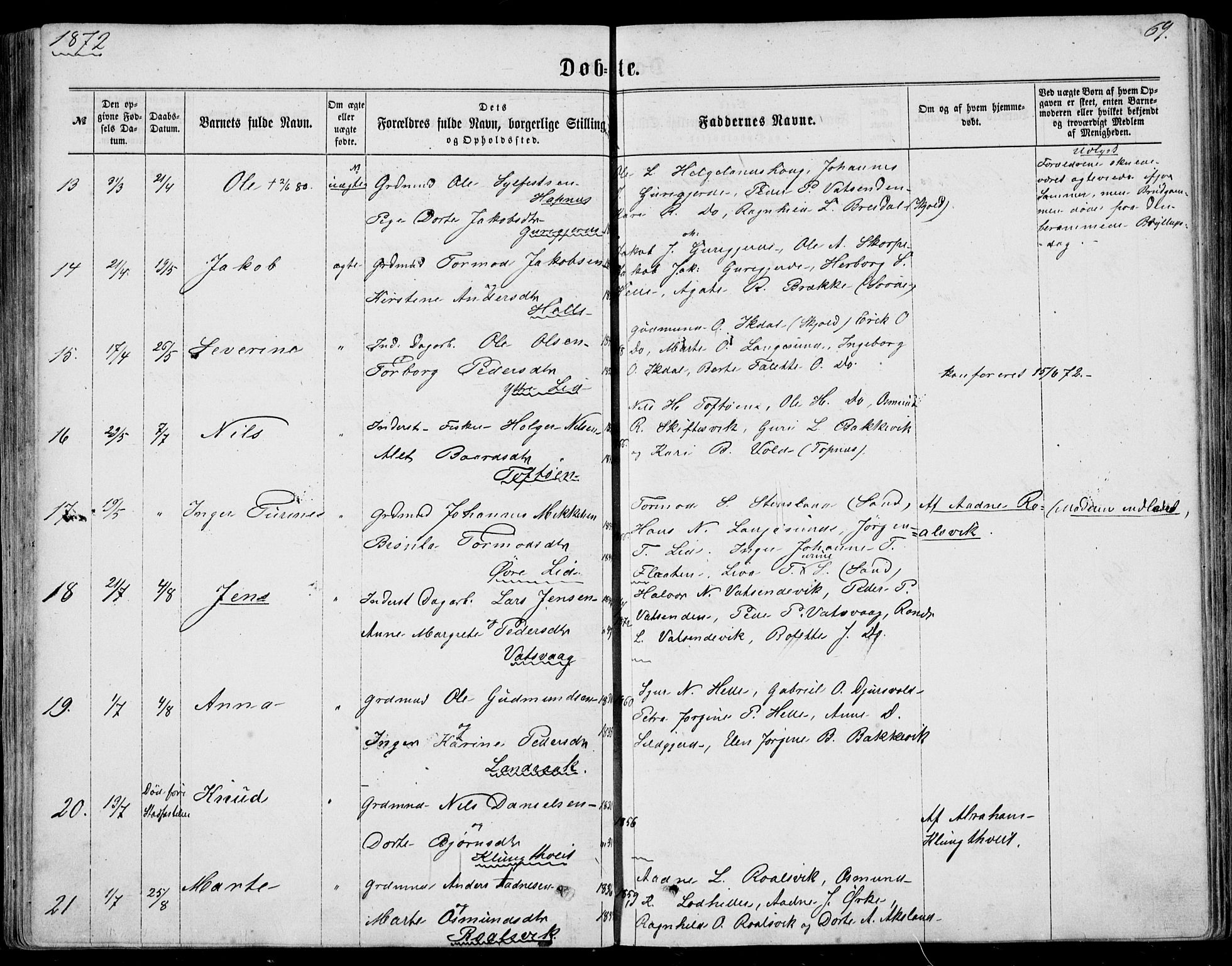 Nedstrand sokneprestkontor, AV/SAST-A-101841/01/IV: Parish register (official) no. A 9, 1861-1876, p. 69