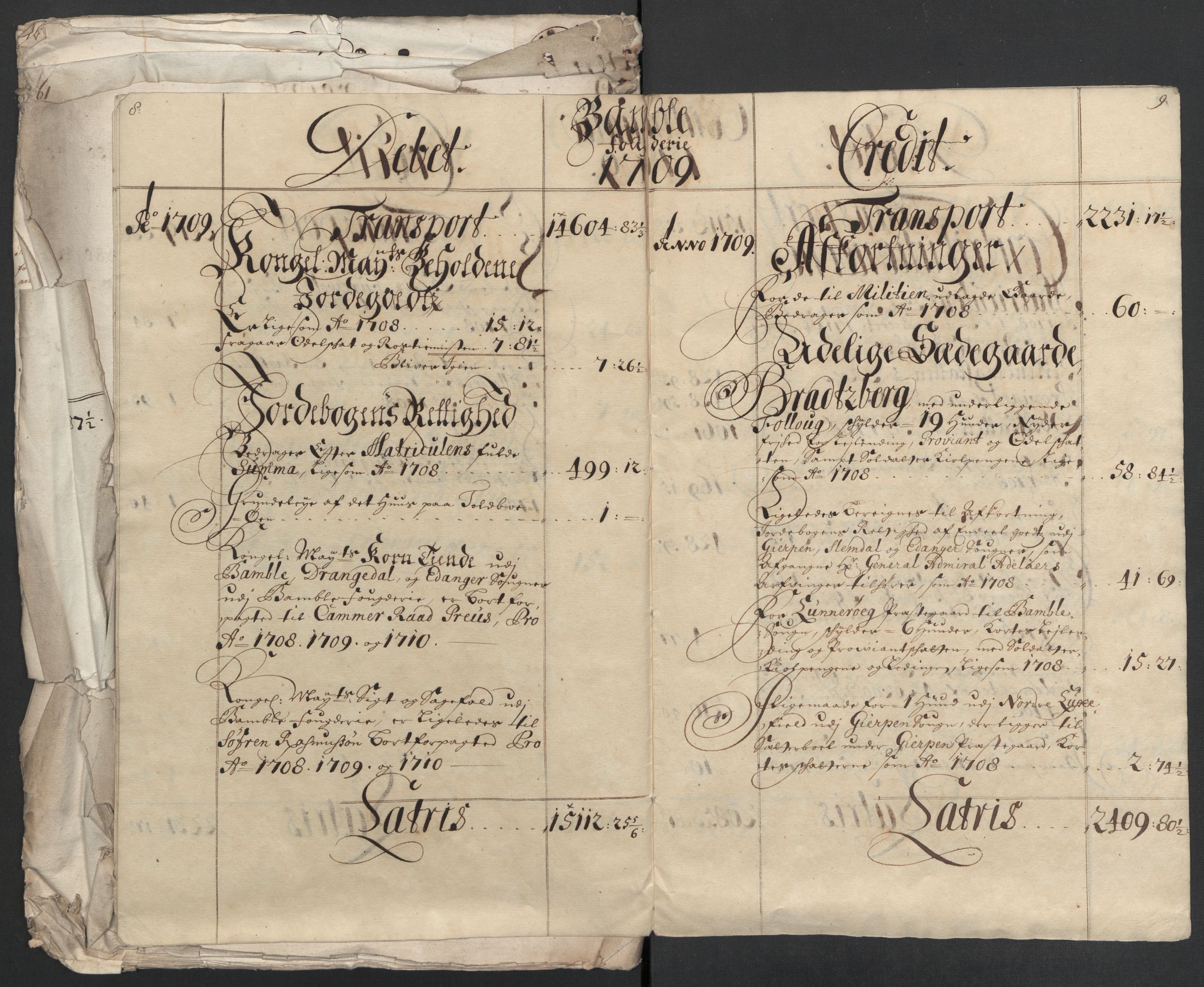 Rentekammeret inntil 1814, Reviderte regnskaper, Fogderegnskap, AV/RA-EA-4092/R36/L2118: Fogderegnskap Øvre og Nedre Telemark og Bamble, 1708-1709, p. 167