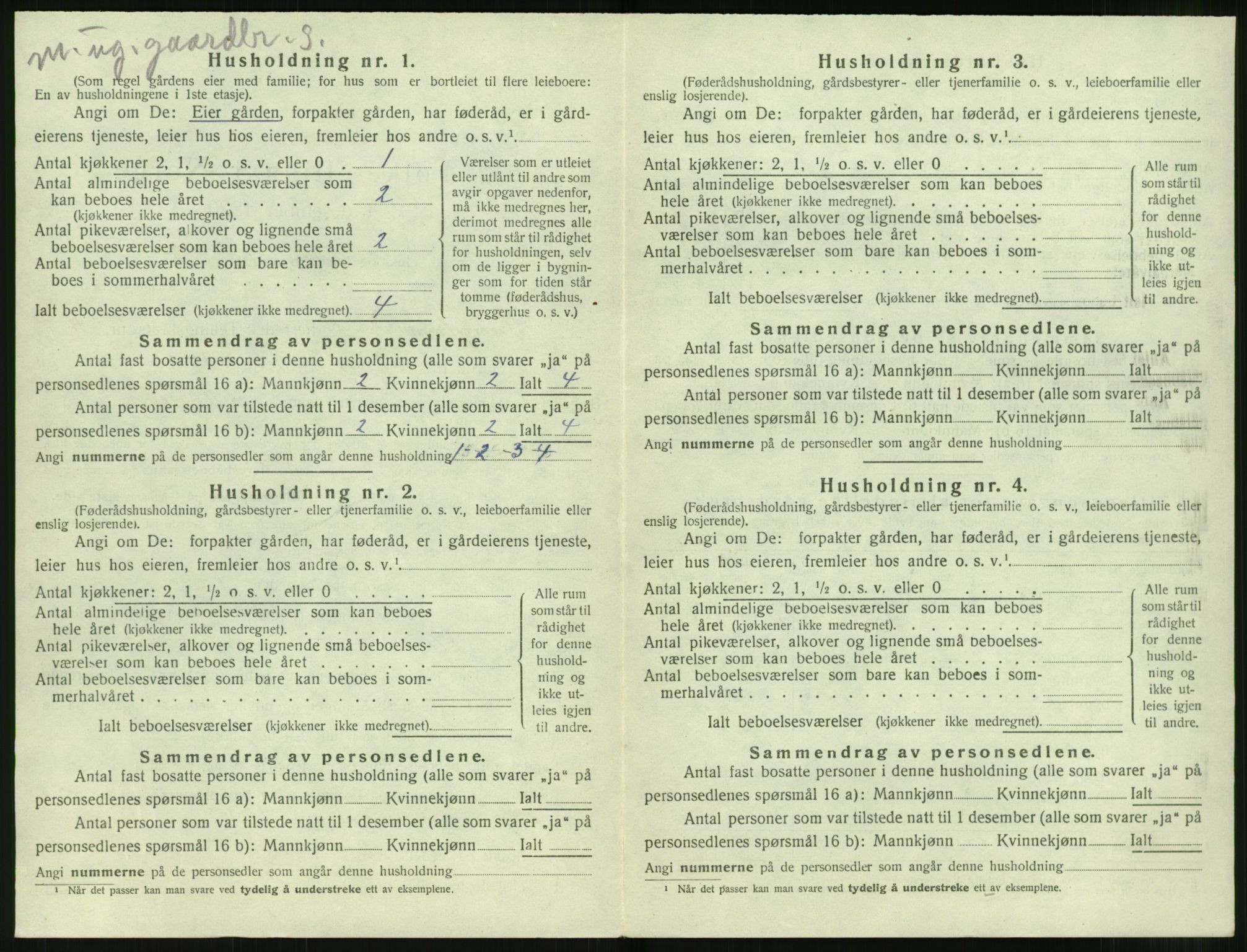 SAT, 1920 census for Sunnylven, 1920, p. 461