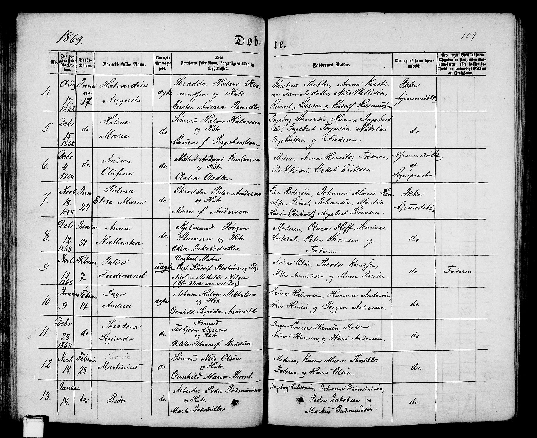 Porsgrunn kirkebøker , SAKO/A-104/G/Gb/L0004: Parish register (copy) no. II 4, 1853-1882, p. 109