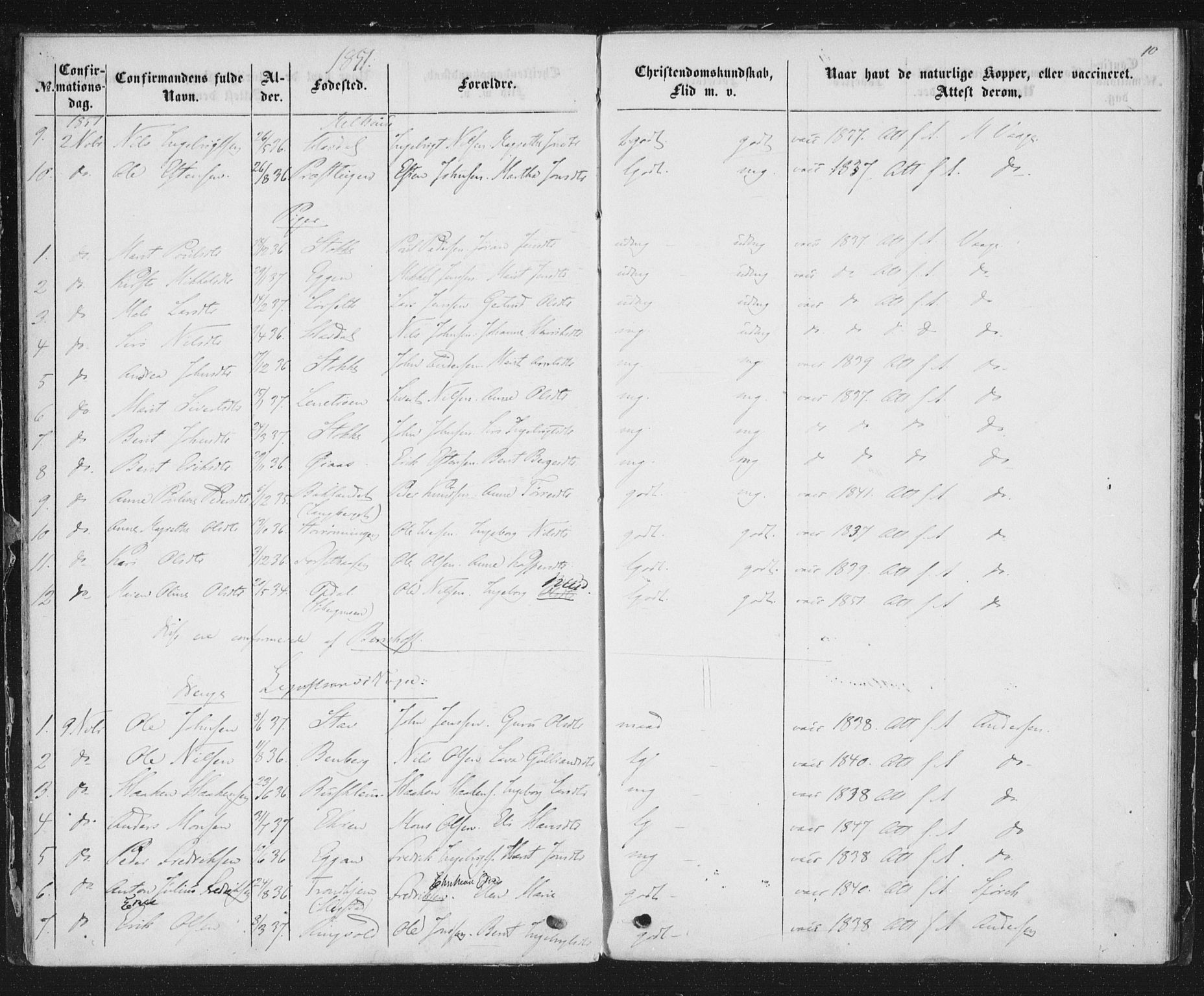 Ministerialprotokoller, klokkerbøker og fødselsregistre - Sør-Trøndelag, SAT/A-1456/691/L1075: Parish register (official) no. 691A07, 1850-1852, p. 10