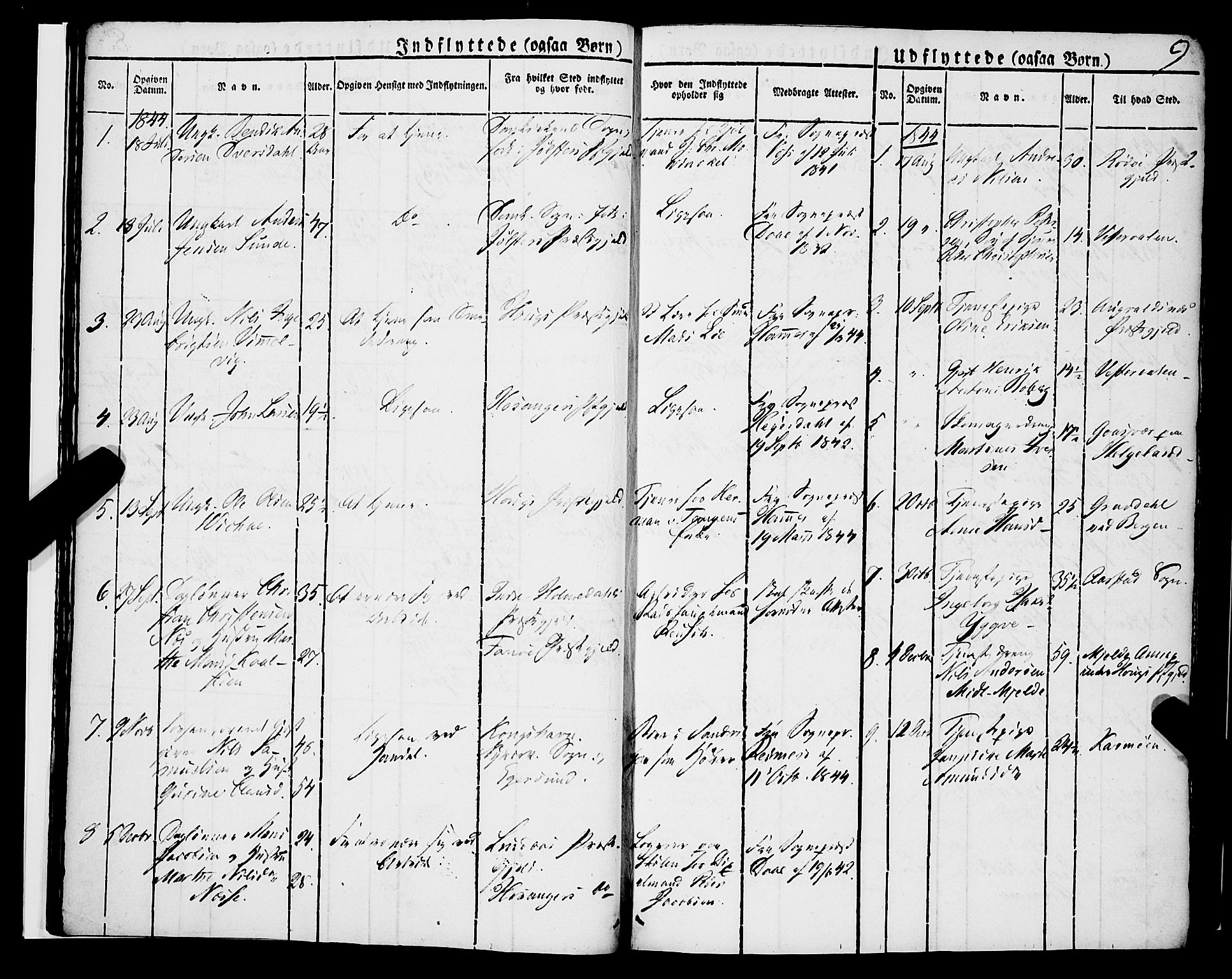 Korskirken sokneprestembete, SAB/A-76101/H/Haa/L0050: Parish register (official) no. F 1, 1821-1869, p. 9