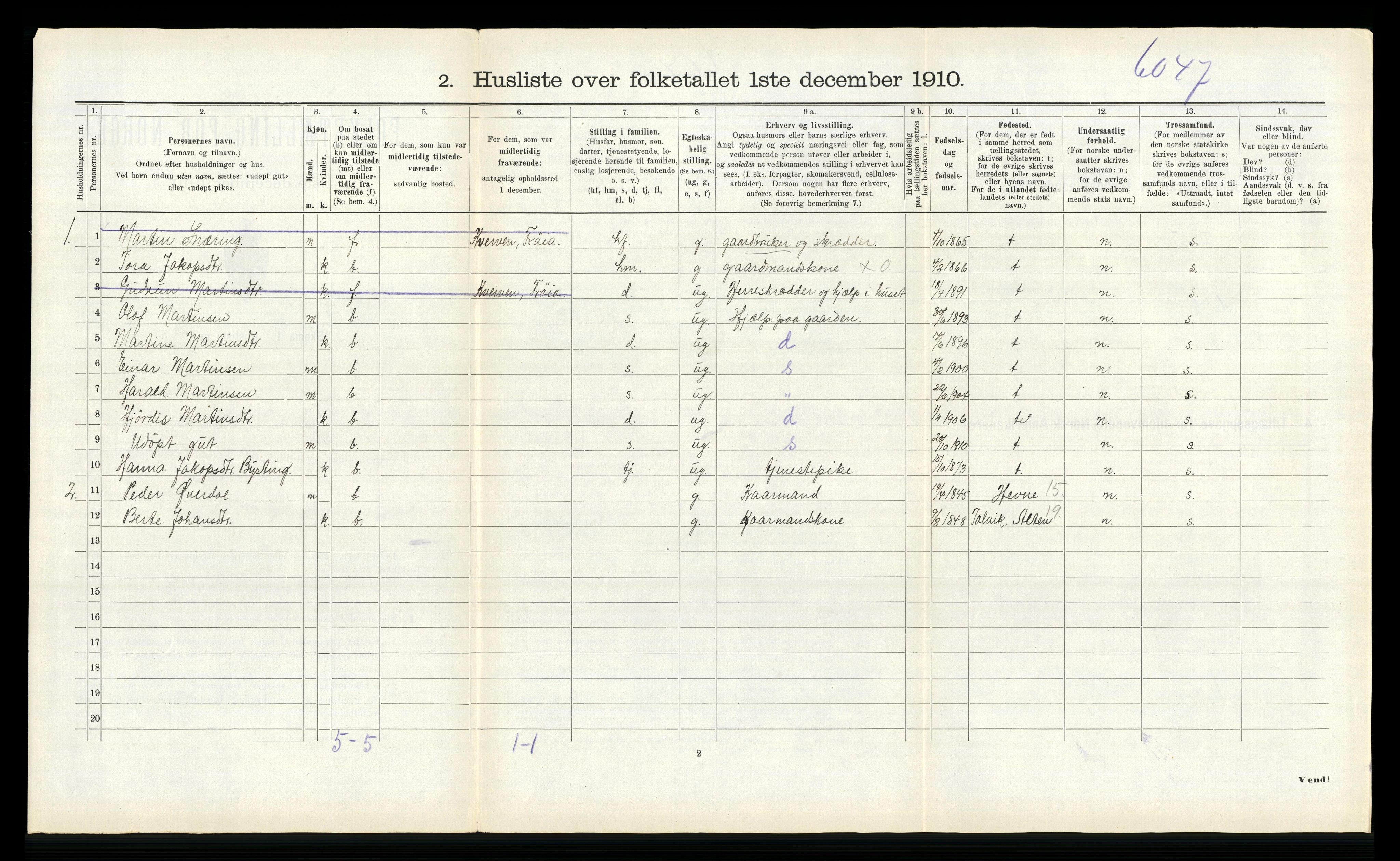 RA, 1910 census for Hitra, 1910, p. 442