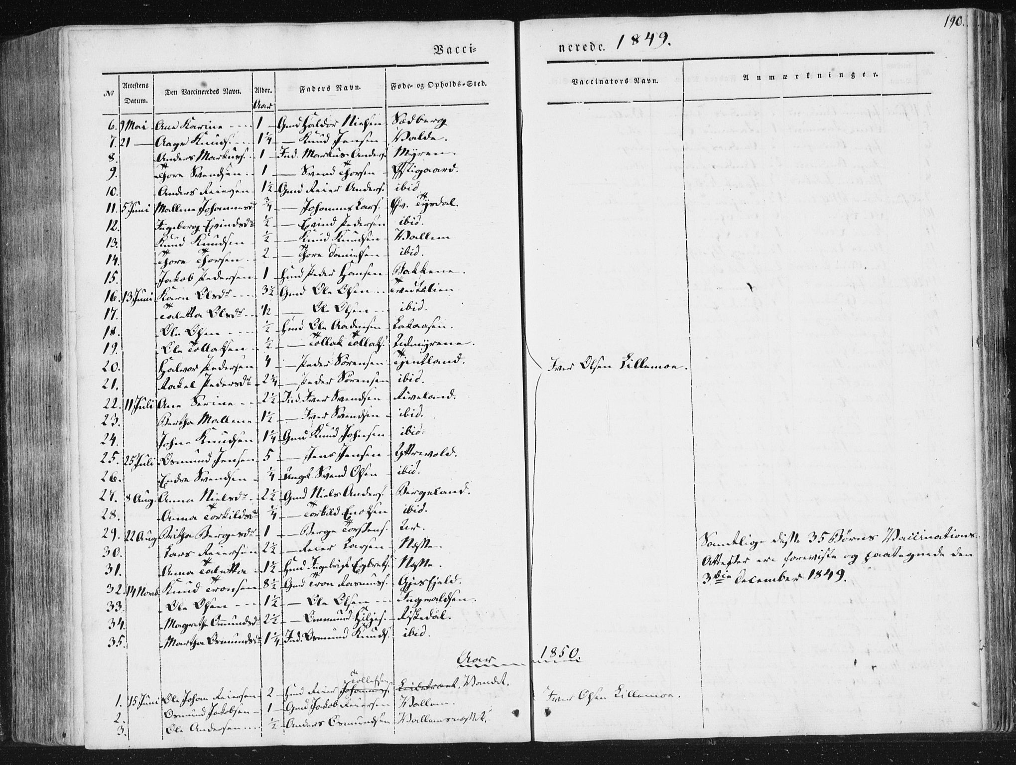 Hjelmeland sokneprestkontor, AV/SAST-A-101843/01/IV/L0008: Parish register (official) no. A 8, 1842-1861, p. 190