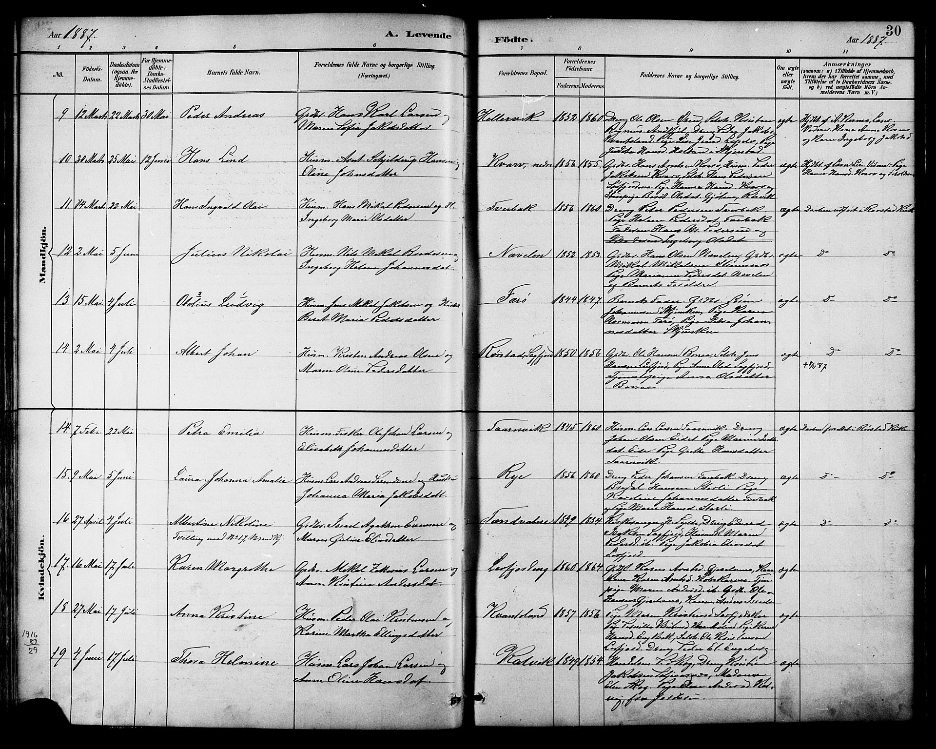 Ministerialprotokoller, klokkerbøker og fødselsregistre - Nordland, AV/SAT-A-1459/854/L0777: Parish register (official) no. 854A01 /1, 1883-1891, p. 30