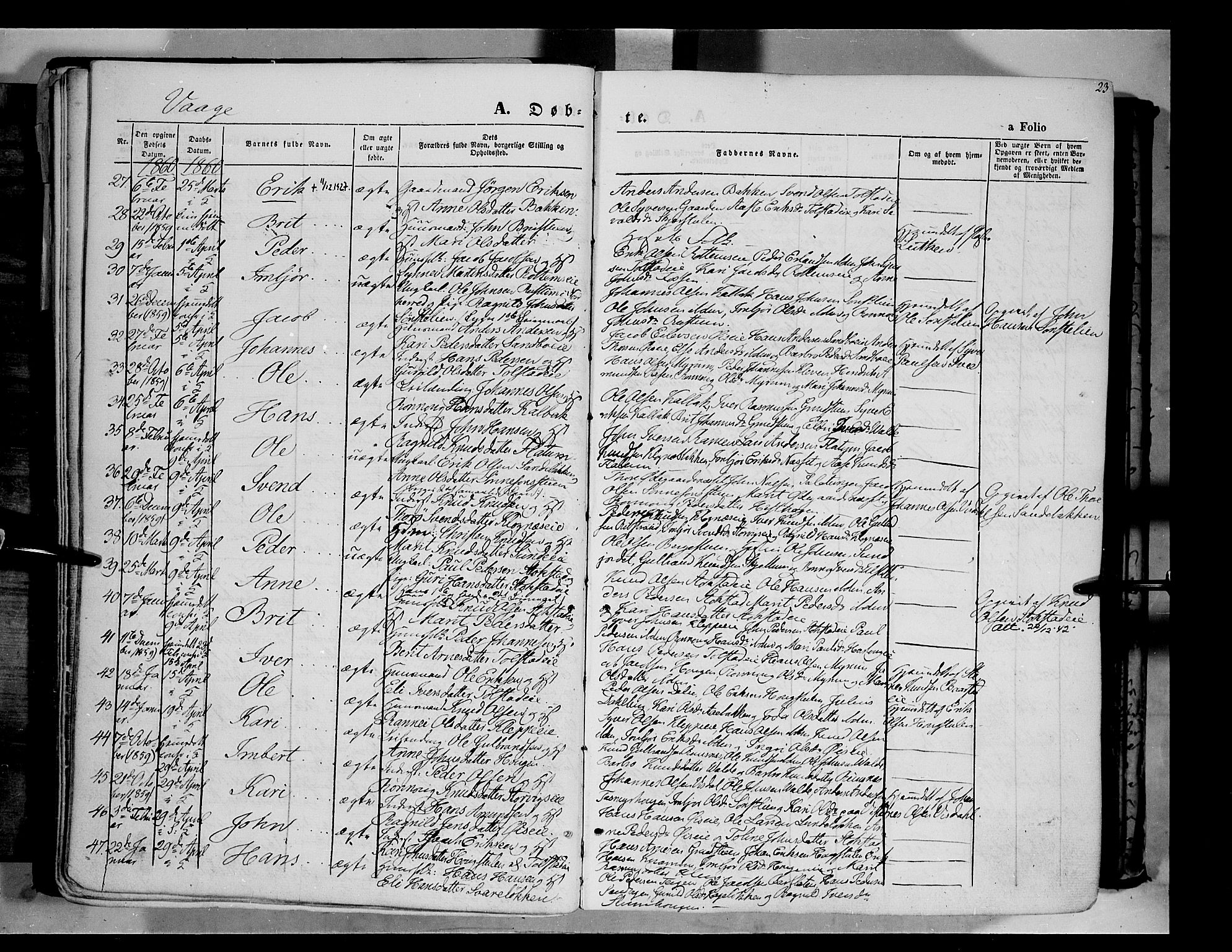 Vågå prestekontor, AV/SAH-PREST-076/H/Ha/Haa/L0006: Parish register (official) no. 6 /1, 1856-1872, p. 23