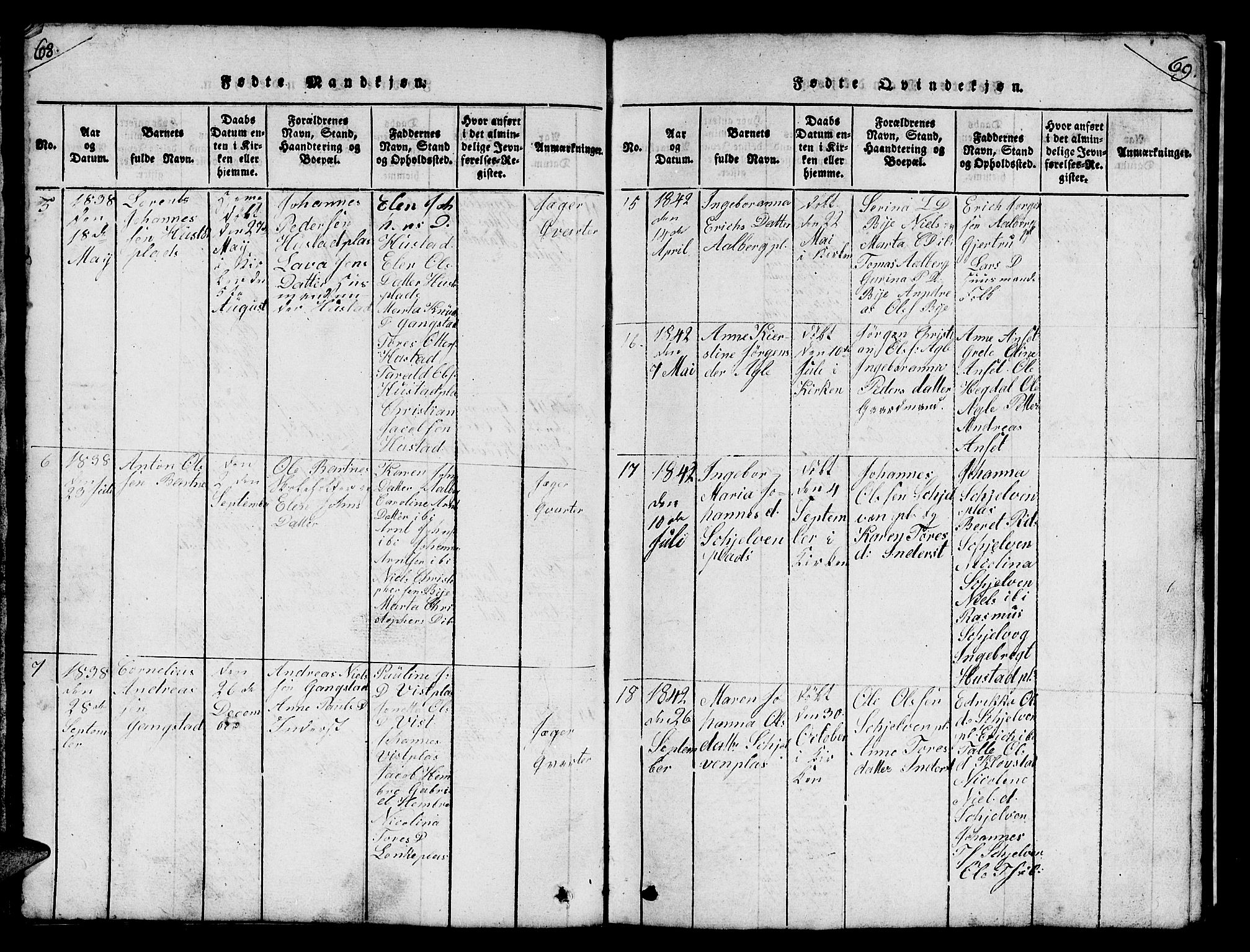 Ministerialprotokoller, klokkerbøker og fødselsregistre - Nord-Trøndelag, AV/SAT-A-1458/732/L0317: Parish register (copy) no. 732C01, 1816-1881, p. 68-69