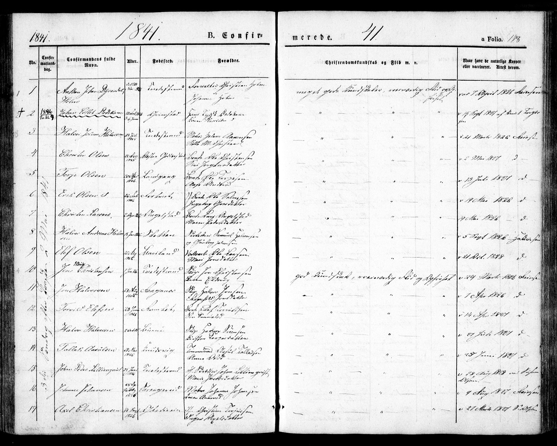 Holt sokneprestkontor, AV/SAK-1111-0021/F/Fa/L0007: Parish register (official) no. A 7, 1836-1848, p. 178