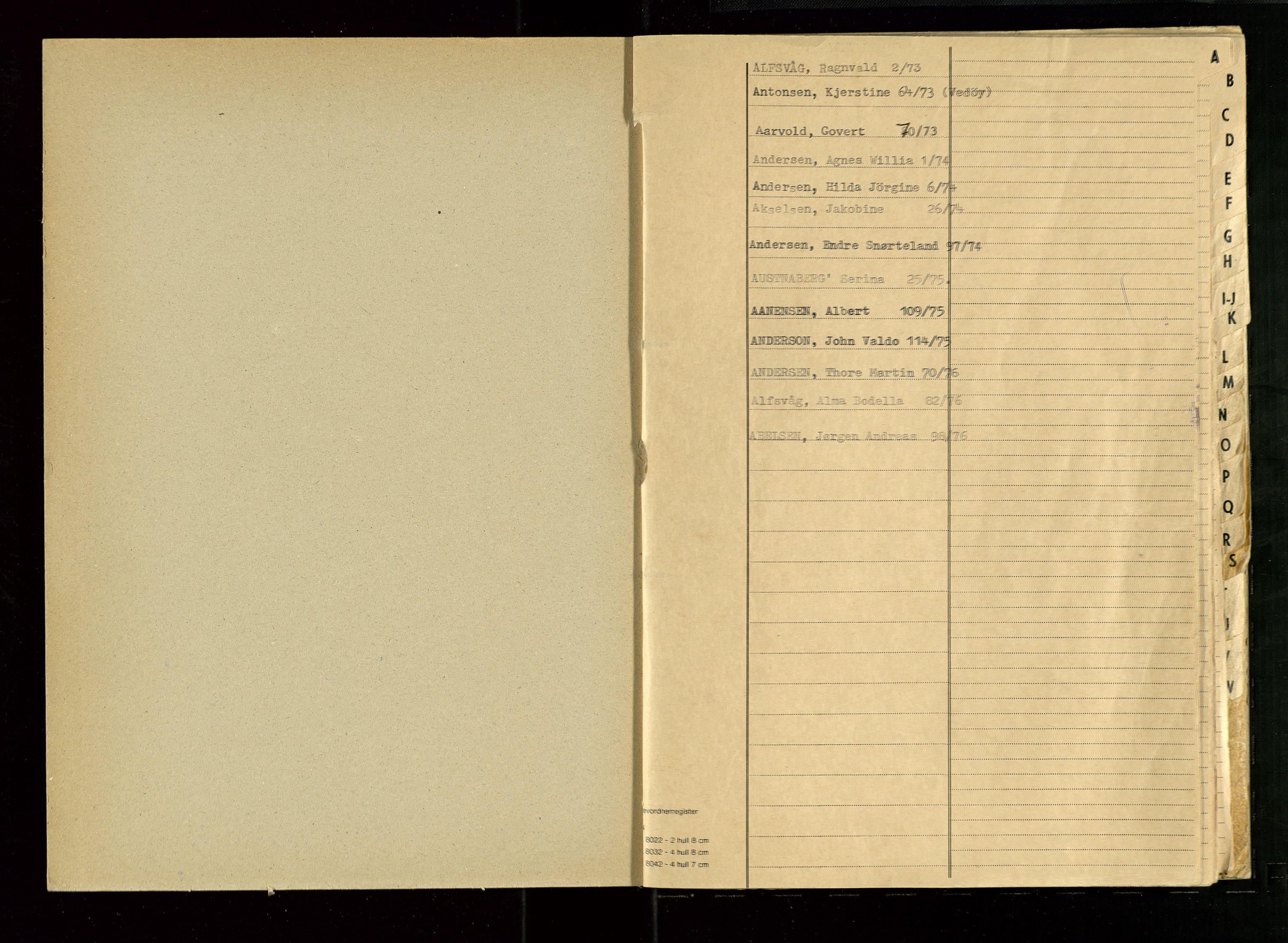 Skudenes lensmannskontor, AV/SAST-A-100444/Gga/L0013: "Dødsfallsregister 1973/ 74/ 75/ 76, 1973-1976, p. 2