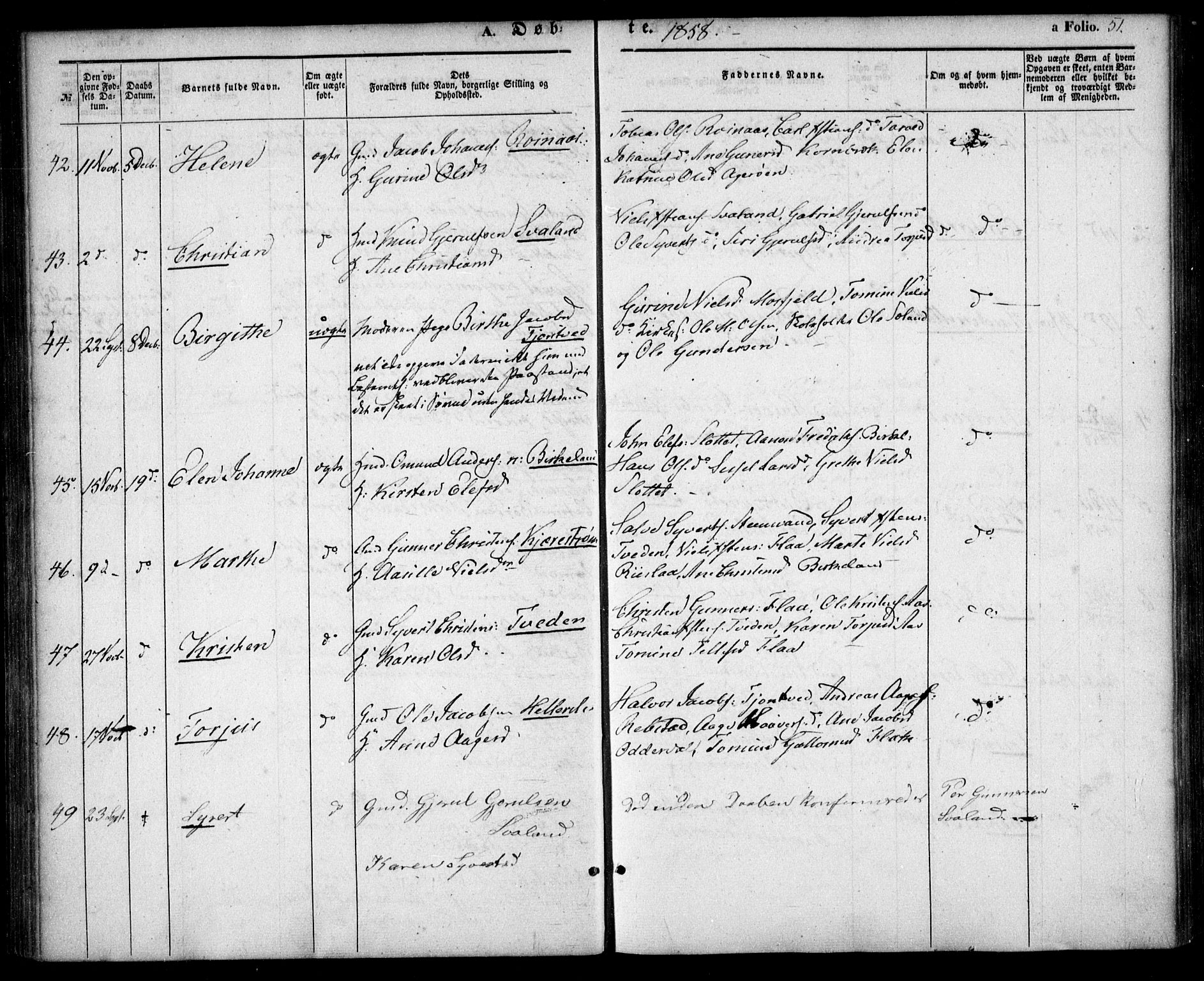 Birkenes sokneprestkontor, AV/SAK-1111-0004/F/Fa/L0003: Parish register (official) no. A 3, 1850-1866, p. 51