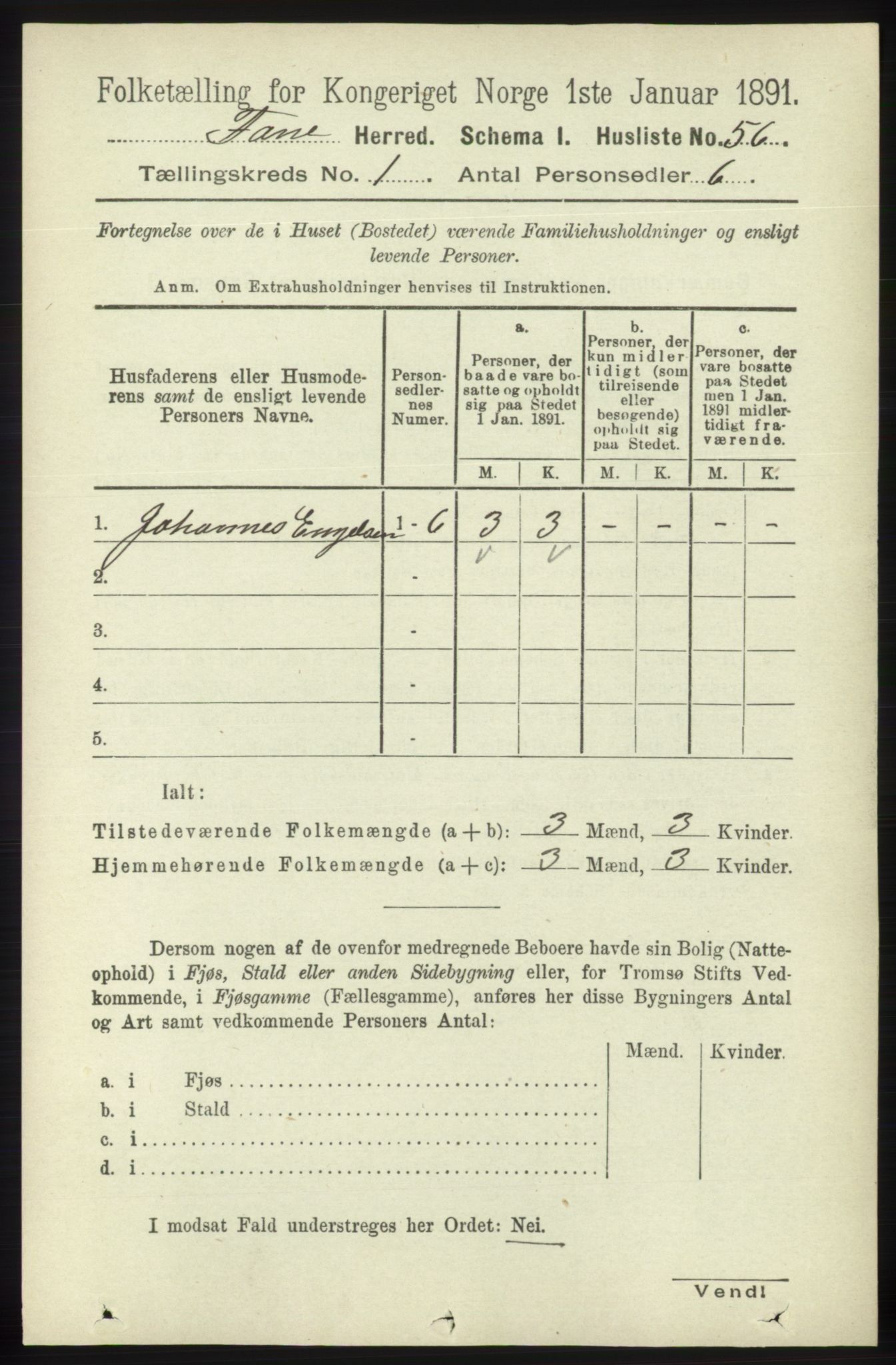 RA, 1891 census for 1249 Fana, 1891, p. 83