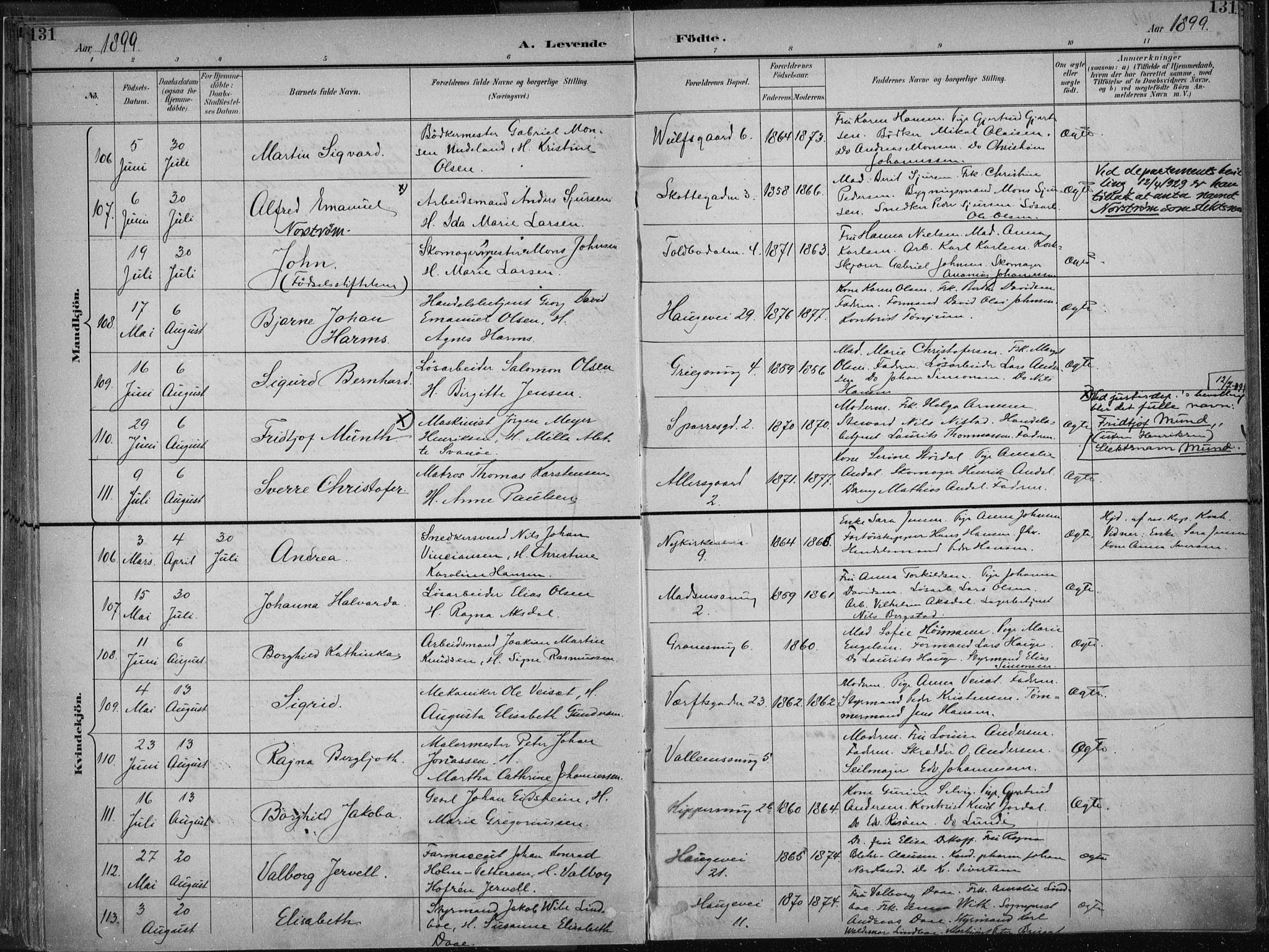 Nykirken Sokneprestembete, AV/SAB-A-77101/H/Haa/L0018: Parish register (official) no. B 6, 1895-1903, p. 131