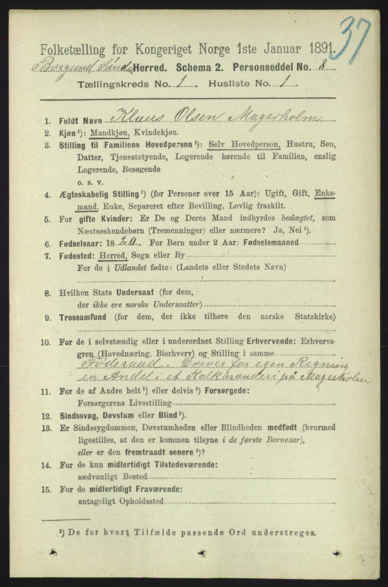 RA, 1891 census for 1531 Borgund, 1891, p. 126