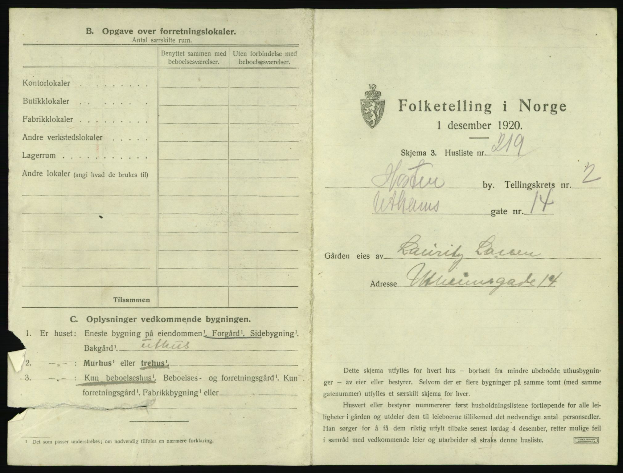 SAKO, 1920 census for Horten, 1920, p. 755