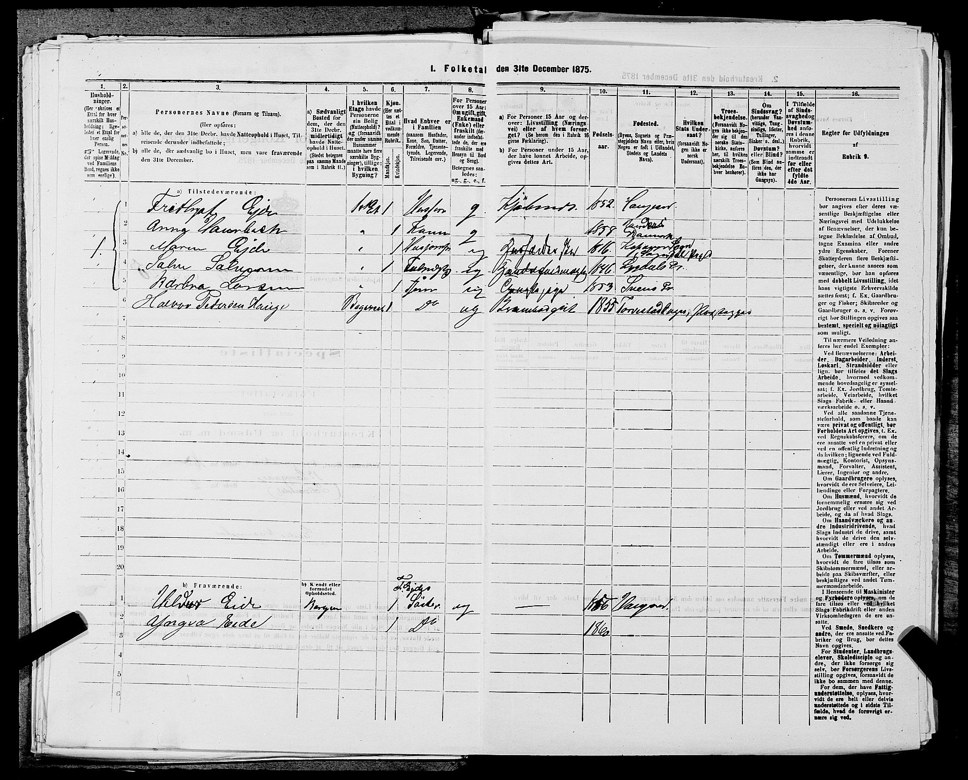 SAST, 1875 census for 1106B Torvastad/Haugesund, 1875, p. 502