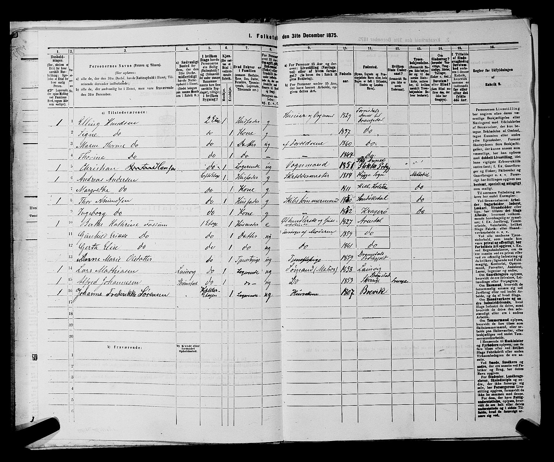 SAKO, 1875 census for 0801P Kragerø, 1875, p. 382