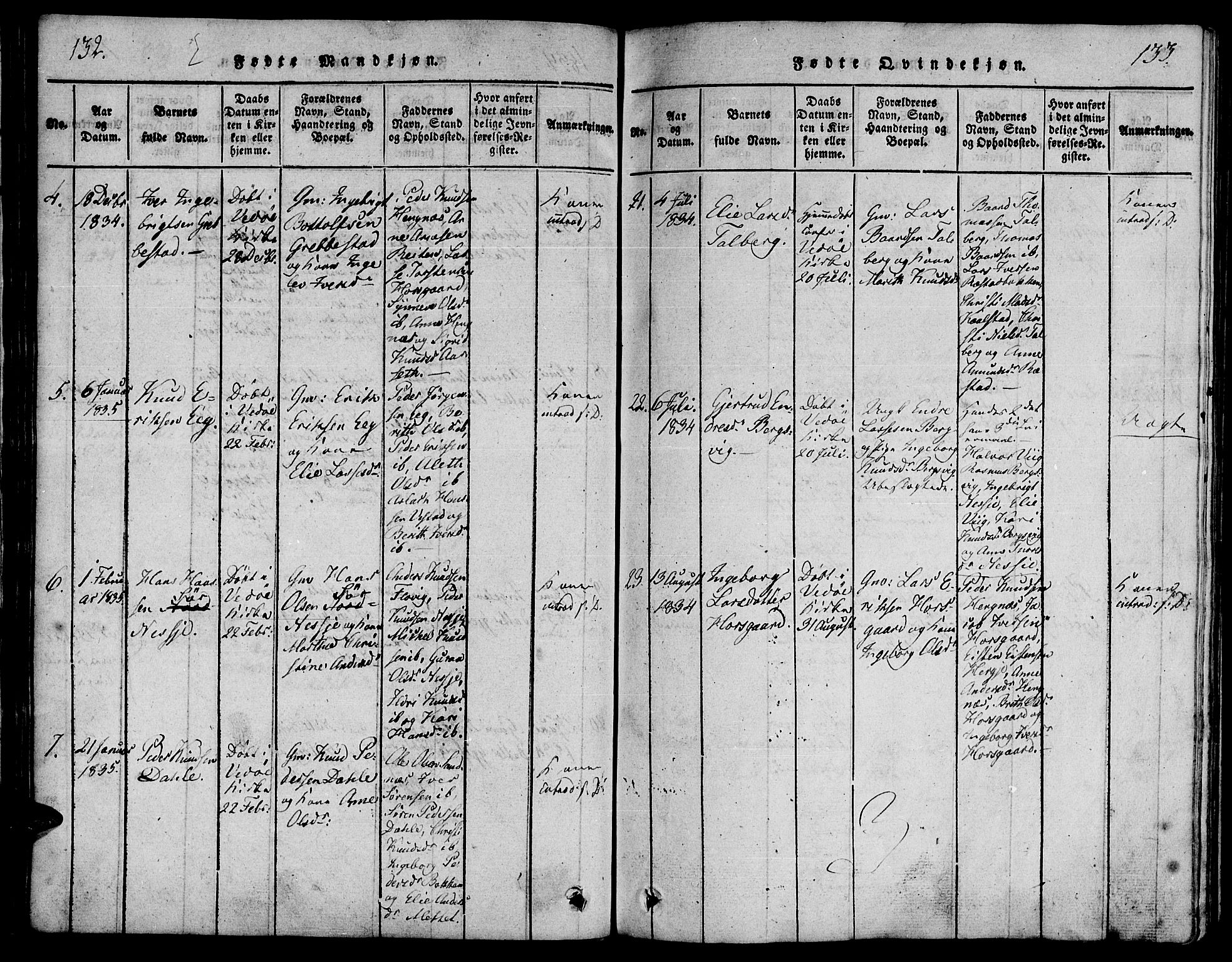 Ministerialprotokoller, klokkerbøker og fødselsregistre - Møre og Romsdal, AV/SAT-A-1454/547/L0602: Parish register (official) no. 547A04, 1818-1845, p. 132-133