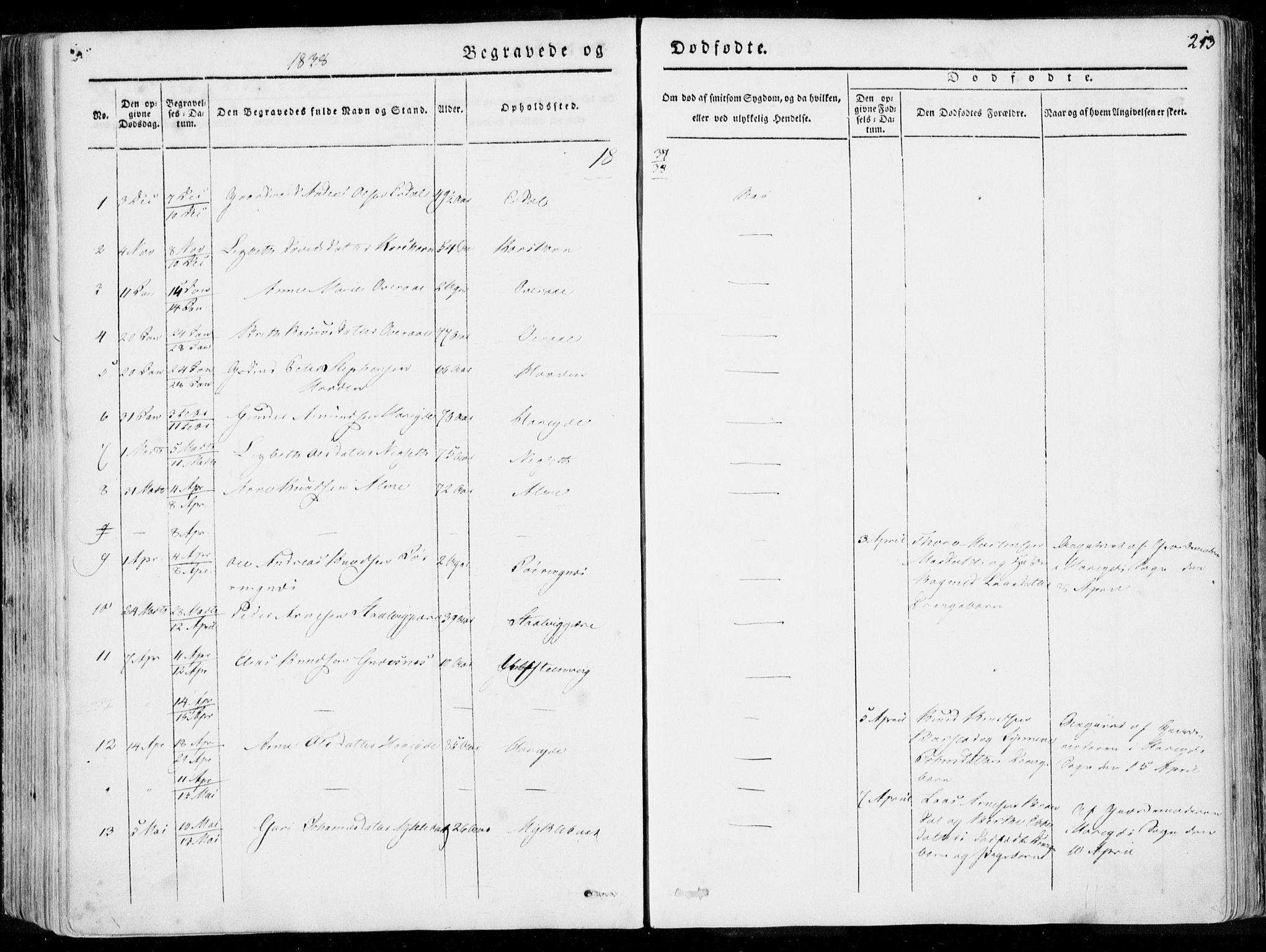 Ministerialprotokoller, klokkerbøker og fødselsregistre - Møre og Romsdal, AV/SAT-A-1454/509/L0104: Parish register (official) no. 509A02, 1833-1847, p. 213