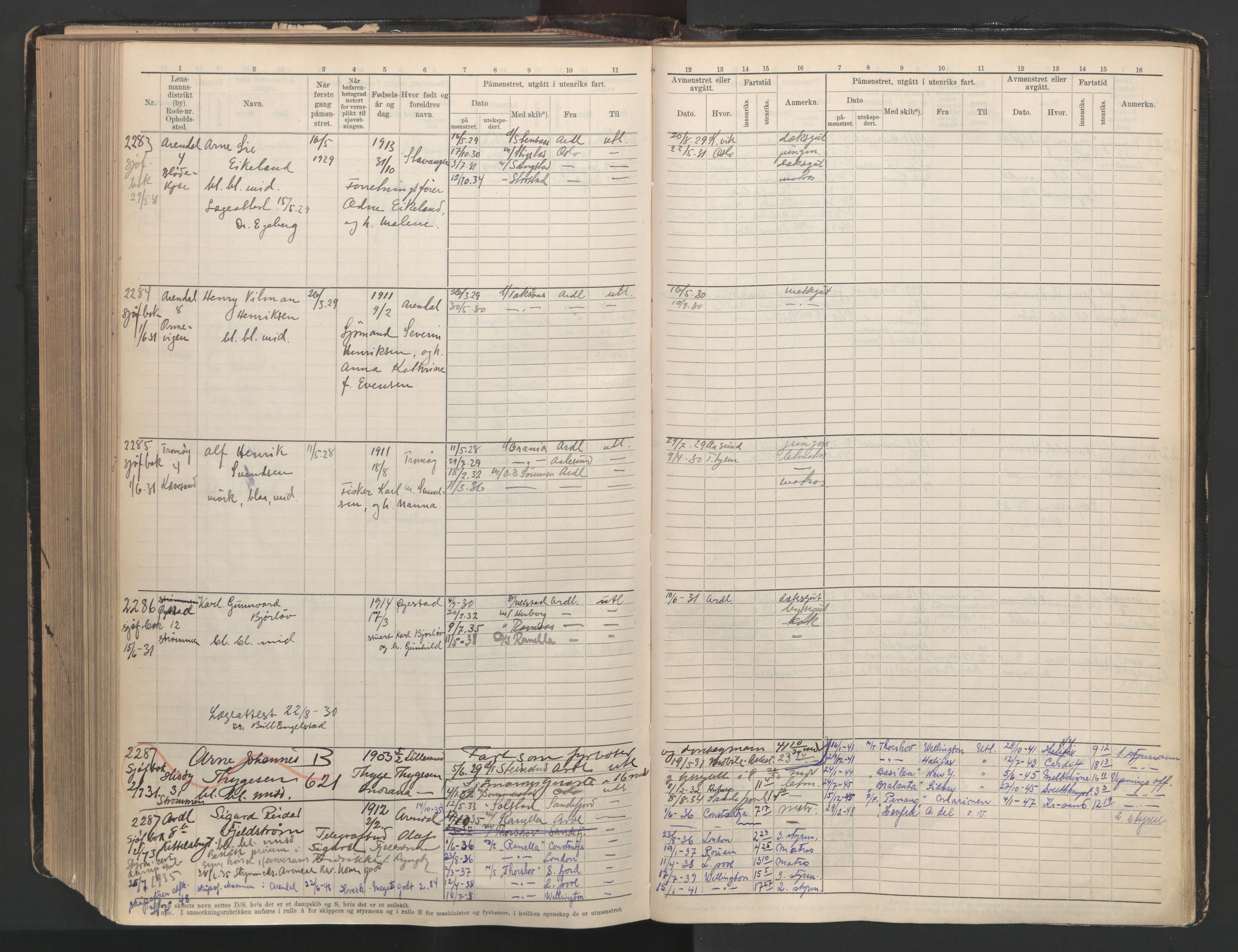 Arendal mønstringskrets, AV/SAK-2031-0012/F/Fb/L0003: Hovedrulle A nr 1-2495, E-4, 1899-1949, p. 473