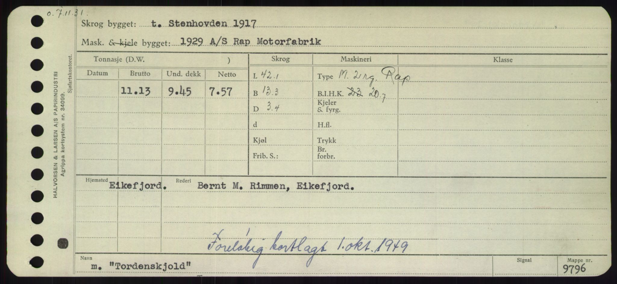 Sjøfartsdirektoratet med forløpere, Skipsmålingen, RA/S-1627/H/Hd/L0039: Fartøy, Ti-Tø, p. 271